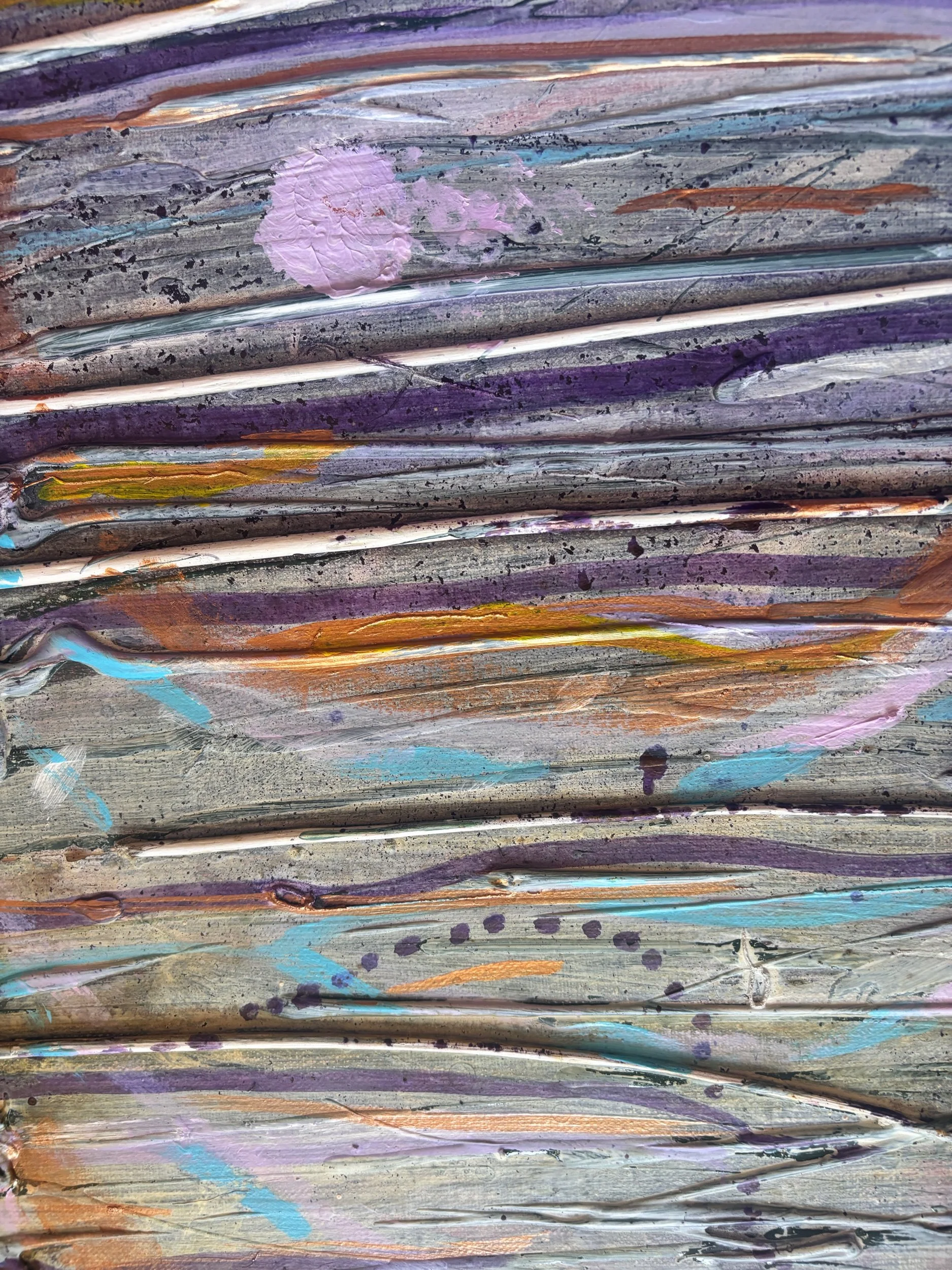Arc, acrylique et pigments sur toile, 65 x 90 cm, par Keren Schwarz