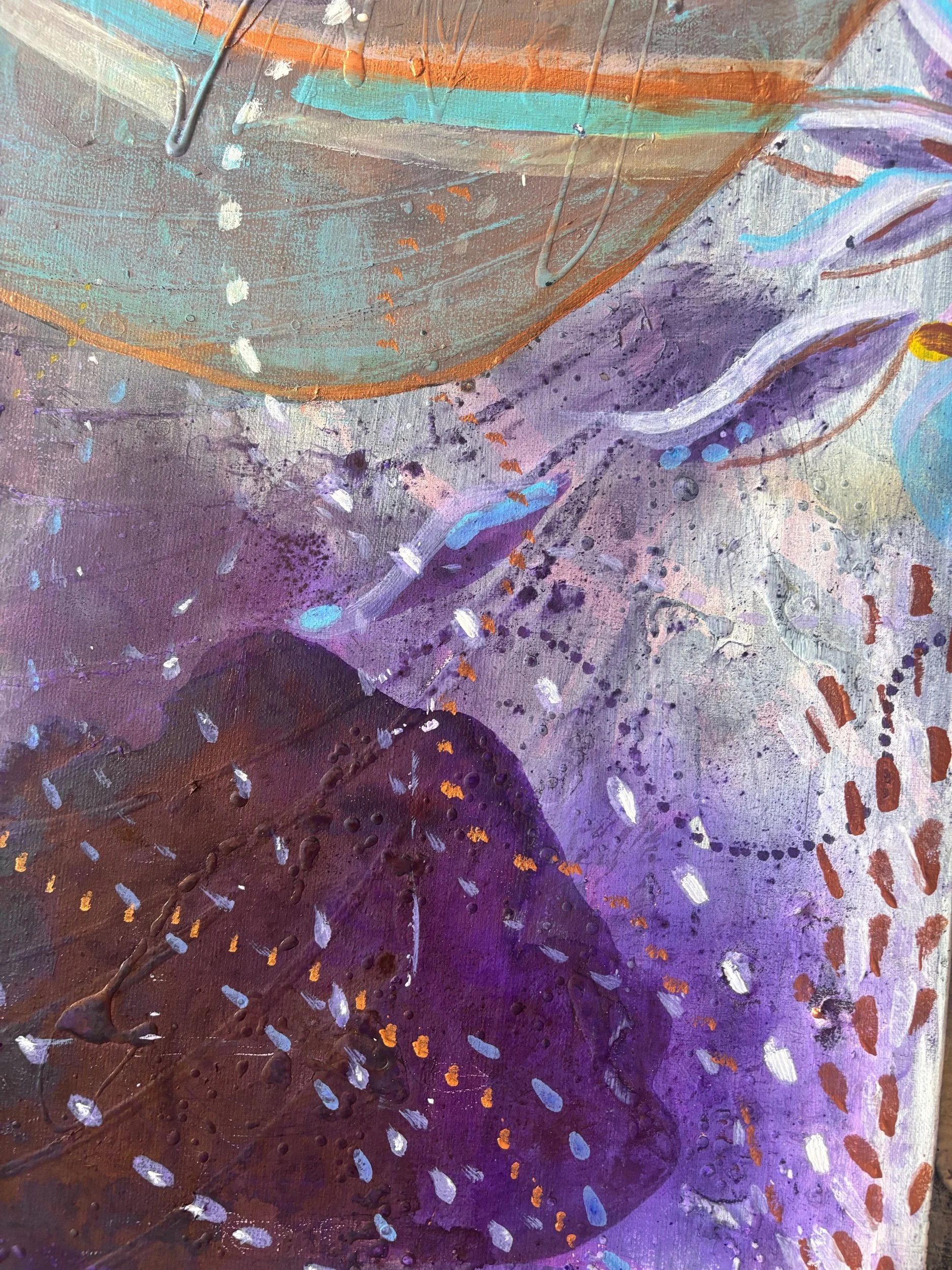 Arc, acrylique et pigments sur toile, 65 x 90 cm, par Keren Schwarz