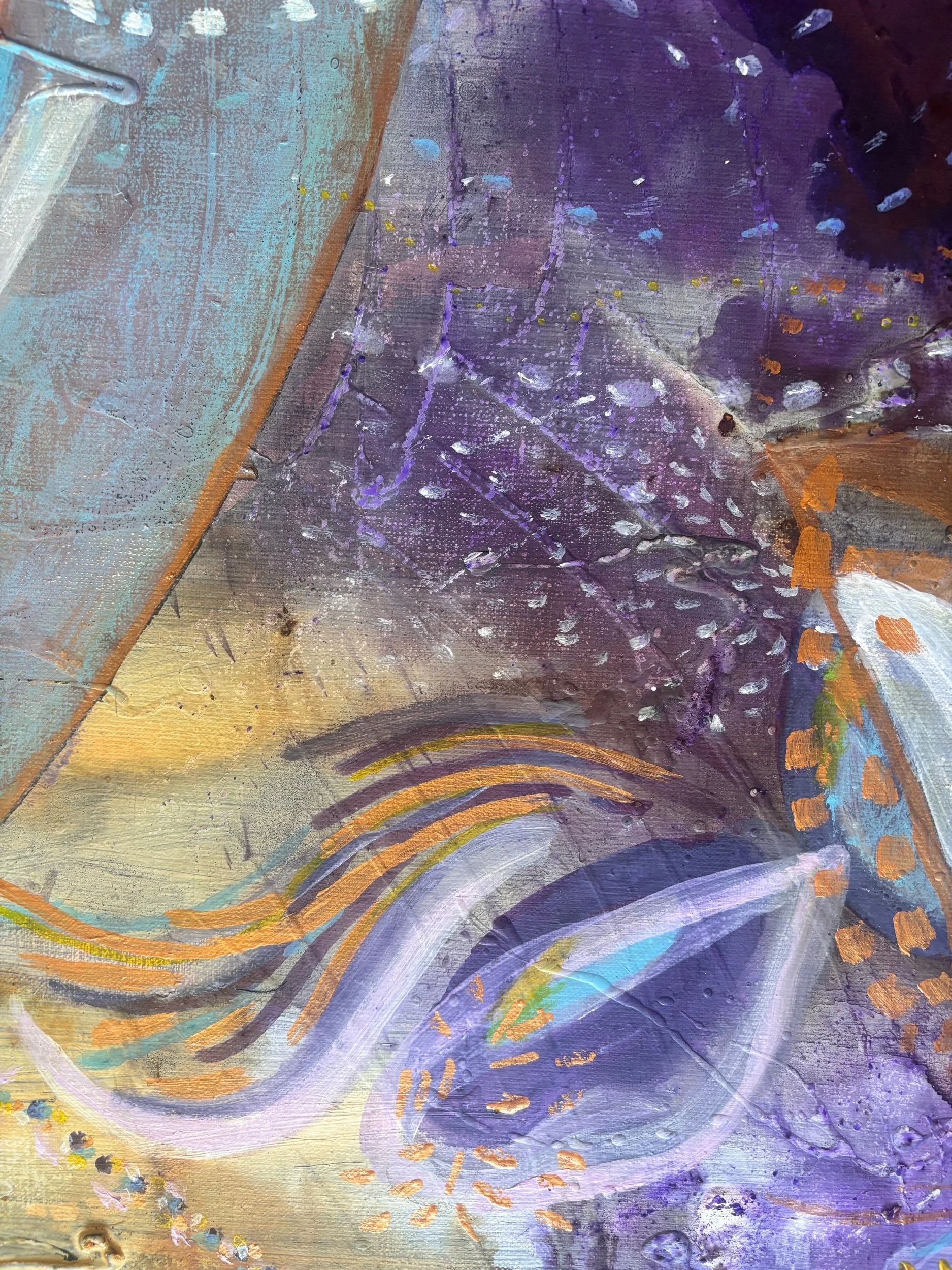 Arc, acrylique et pigments sur toile, 65 x 90 cm, par Keren Schwarz