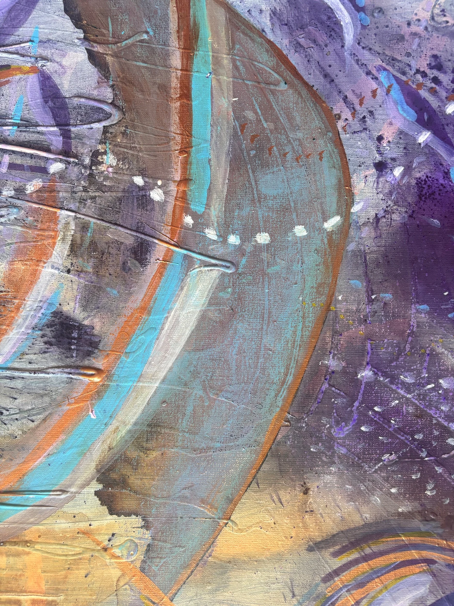 Arc, acrylique et pigments sur toile, 65 x 90 cm, par Keren Schwarz