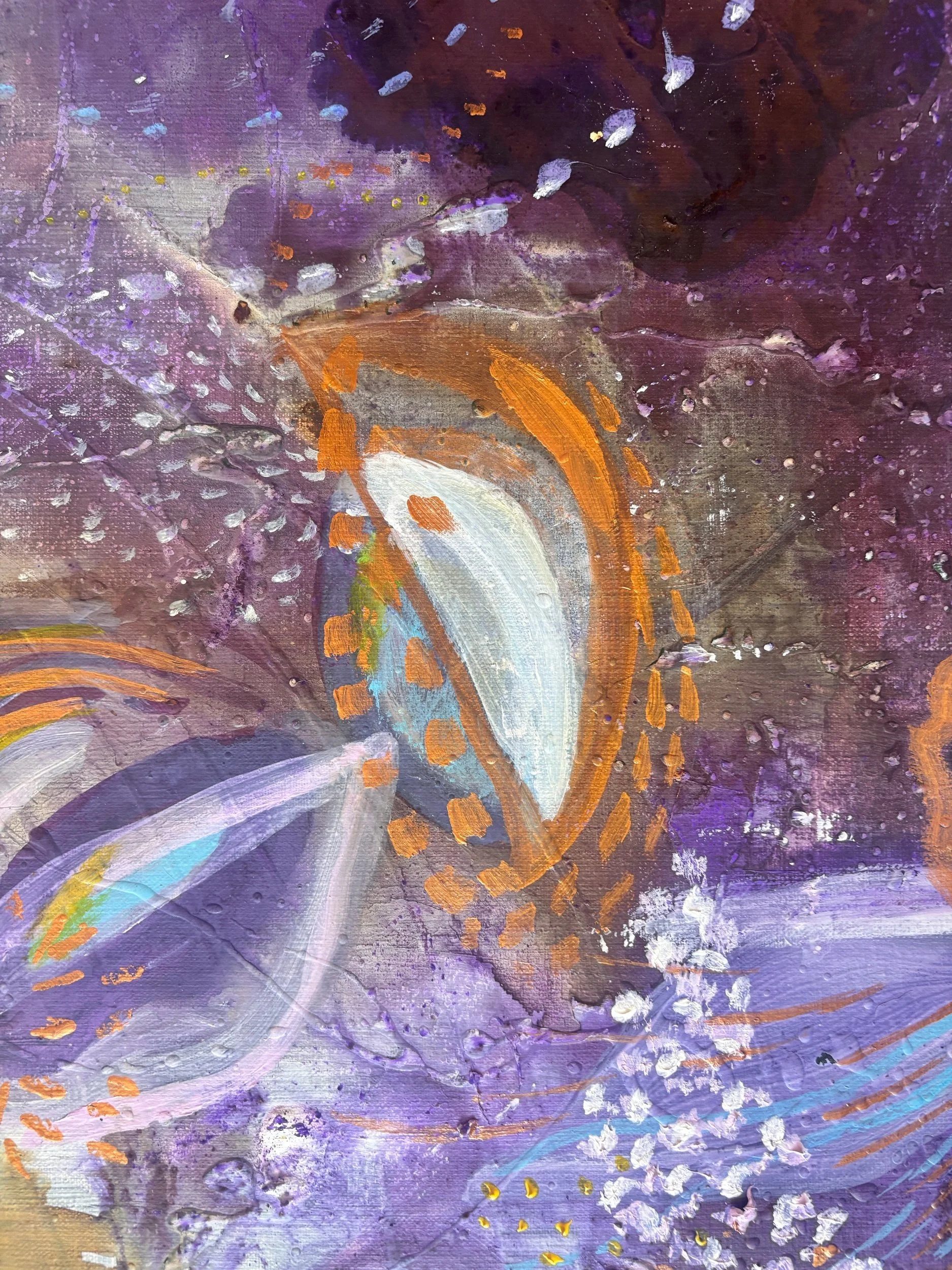 Arc, acrylique et pigments sur toile, 65 x 90 cm, par Keren Schwarz