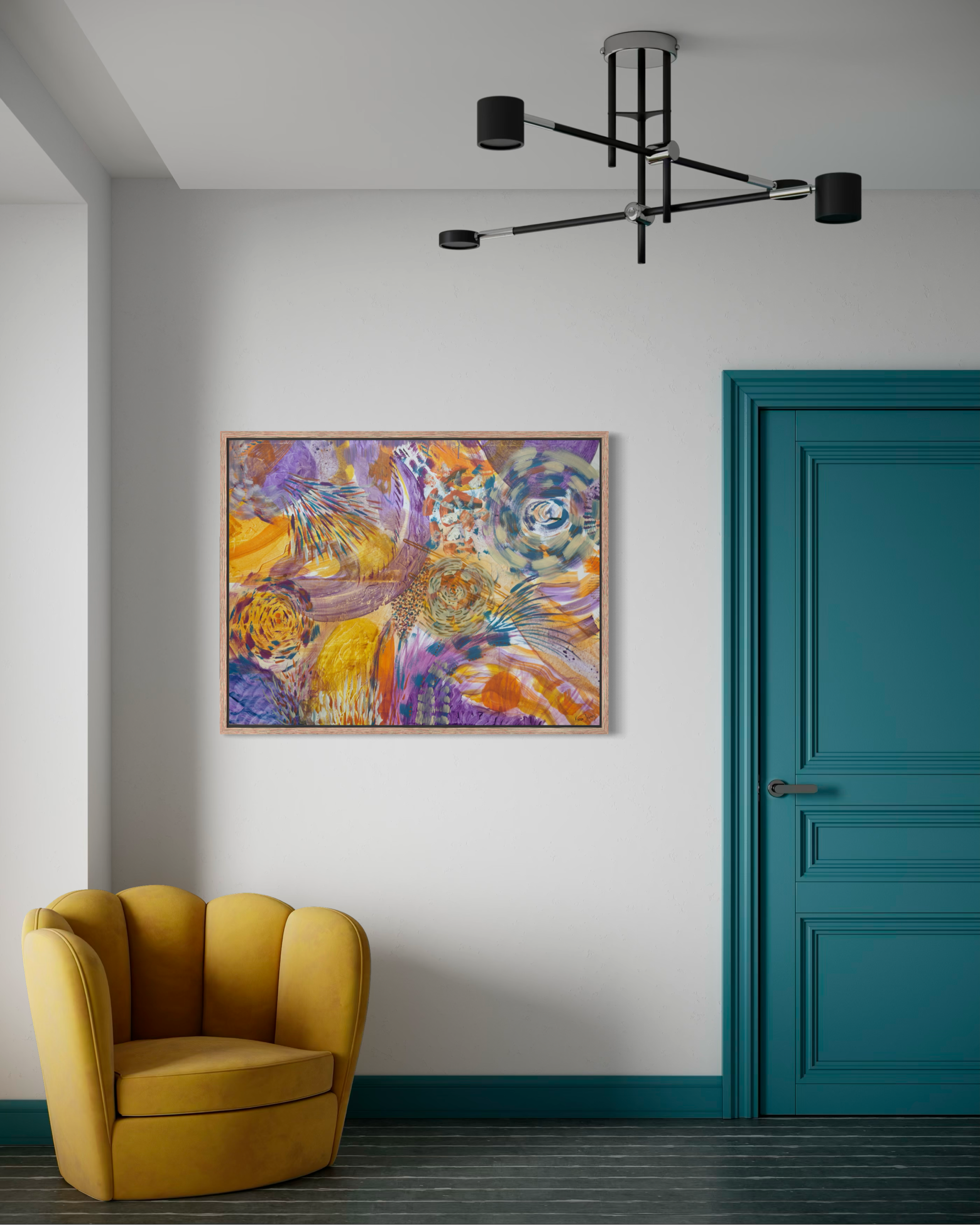 Éclat, acrylique et pigments sur toile, 116 x 89 cm, par Keren Schwarz