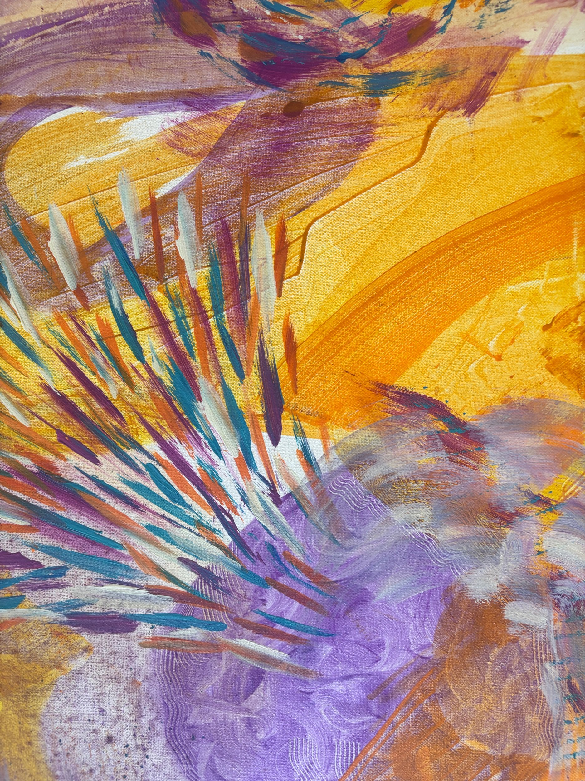 Éclat, acrylique et pigments sur toile, 116 x 89 cm, par Keren Schwarz