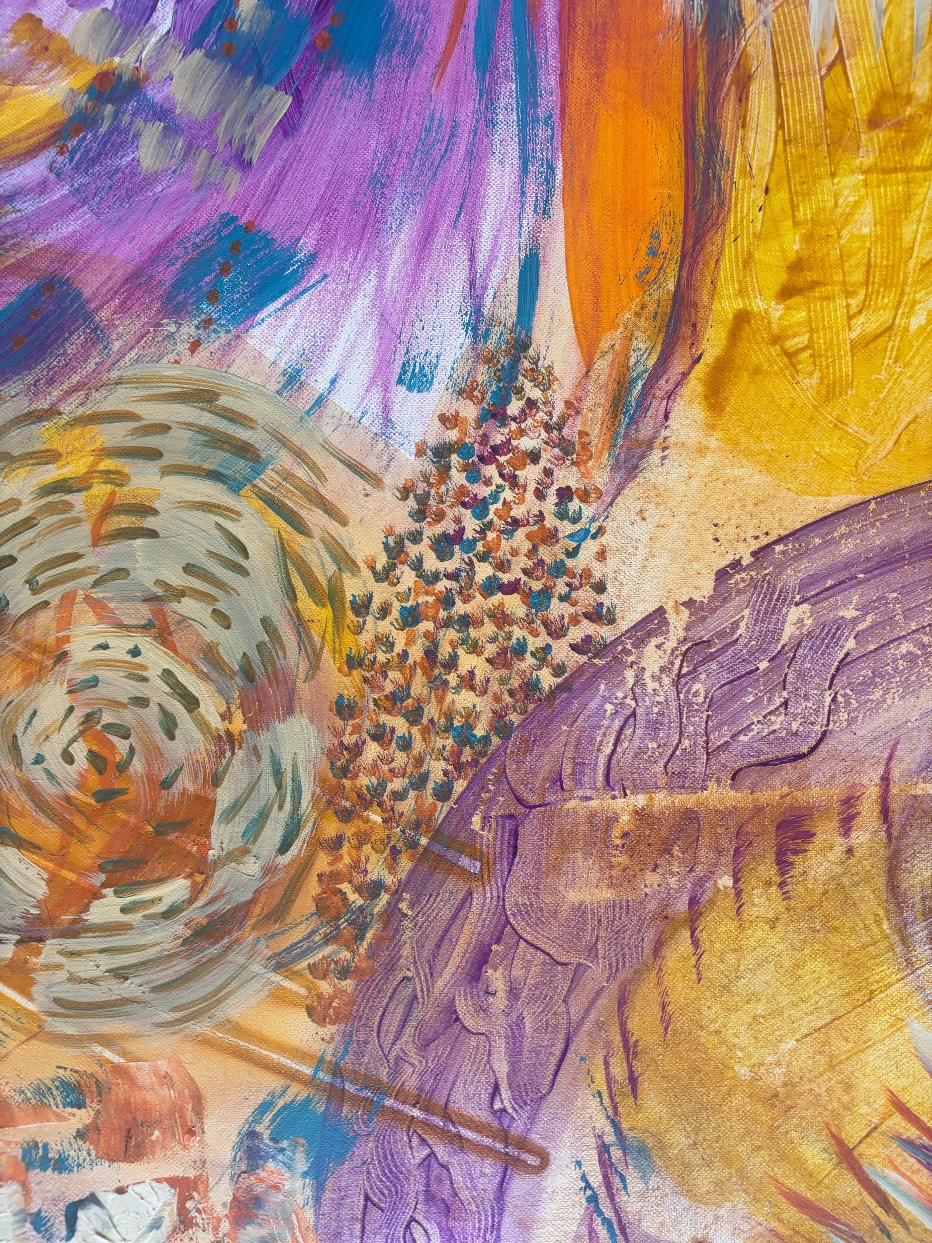 Éclat, acrylique et pigments sur toile, 116 x 89 cm, par Keren Schwarz