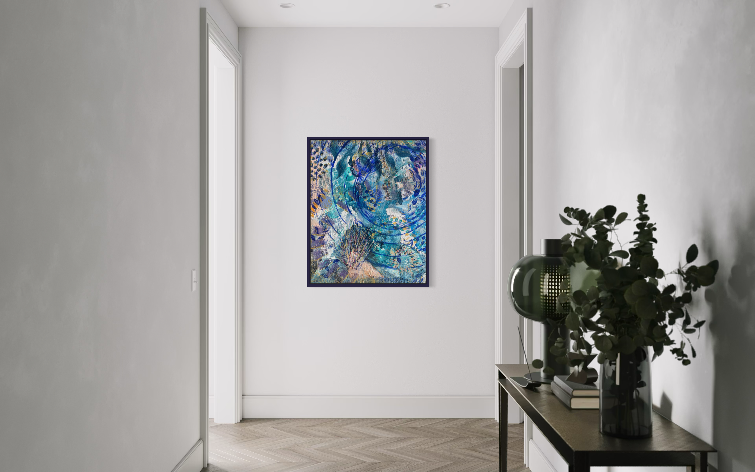 Horizon, acrylique et pigments sur toile, 100 x 80 cm, par Keren Schwarz