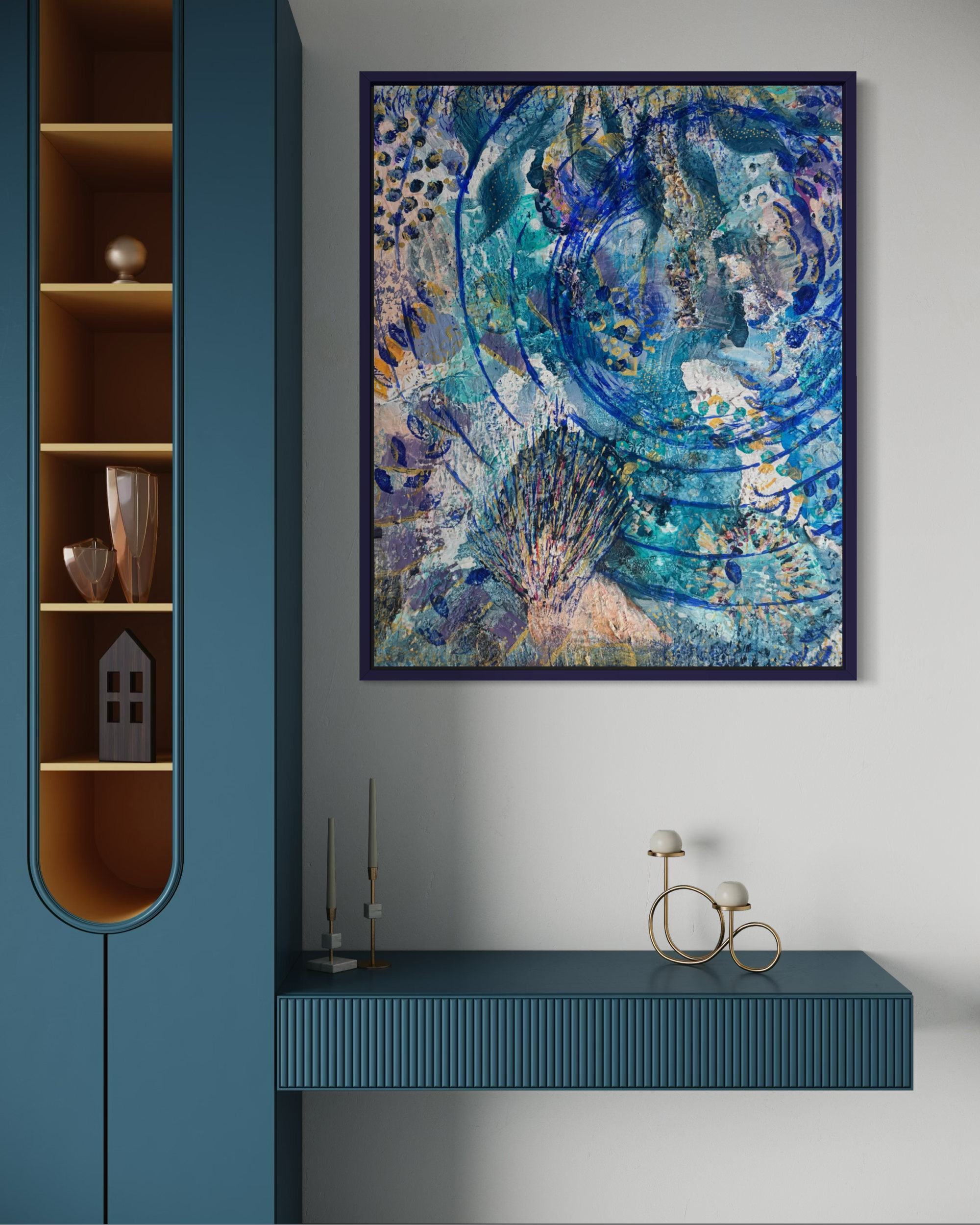Horizon, acrylique et pigments naturels sur toile, 100 x 80 cm, par Keren Schwarz