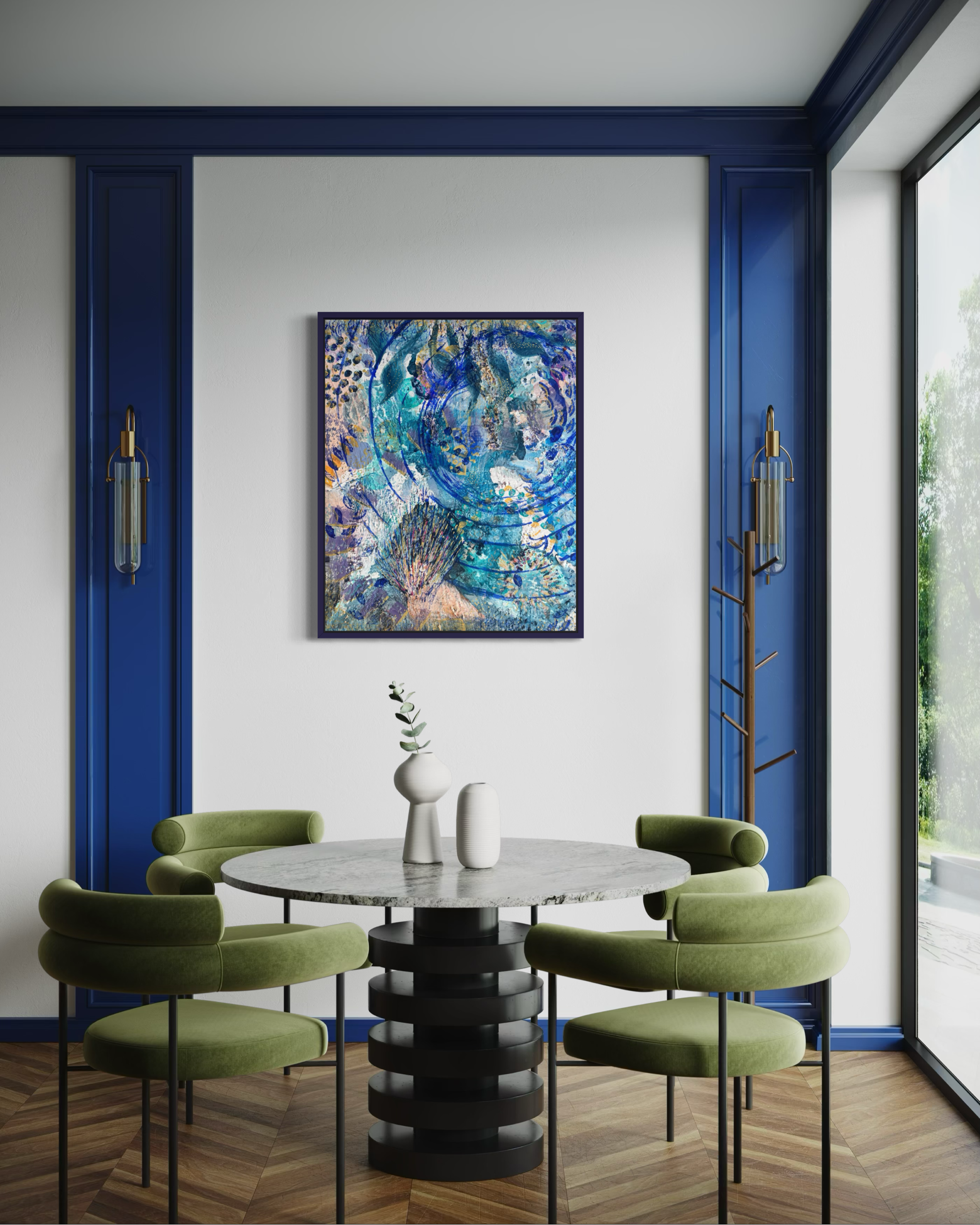 Horizon, acrylique et pigments naturels sur toile, 100 x 80 cm, par Keren Schwarz