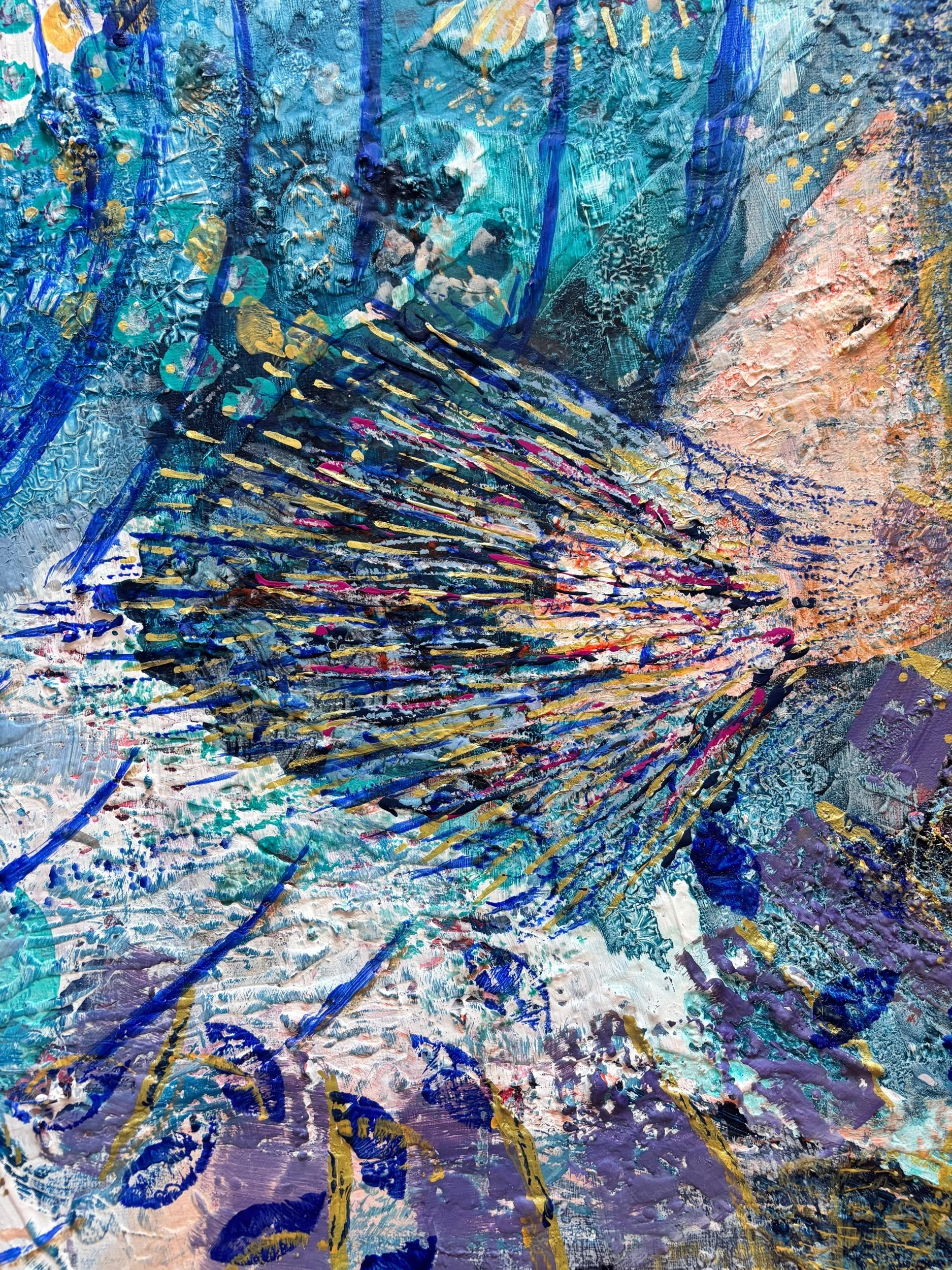 Horizon, acrylique et pigments sur toile, 100 x 80 cm, par Keren Schwarz
