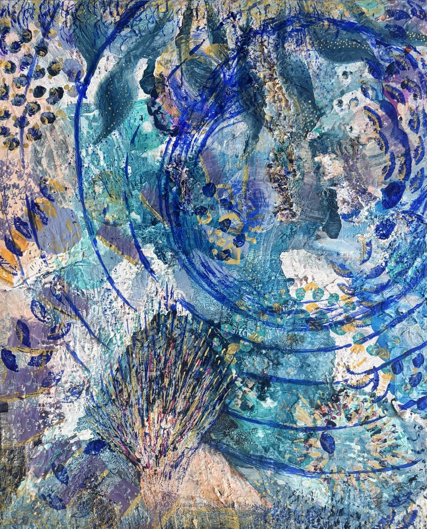 Horizon, acrylique et pigments sur toile, 100 x 80 cm, par Keren Schwarz