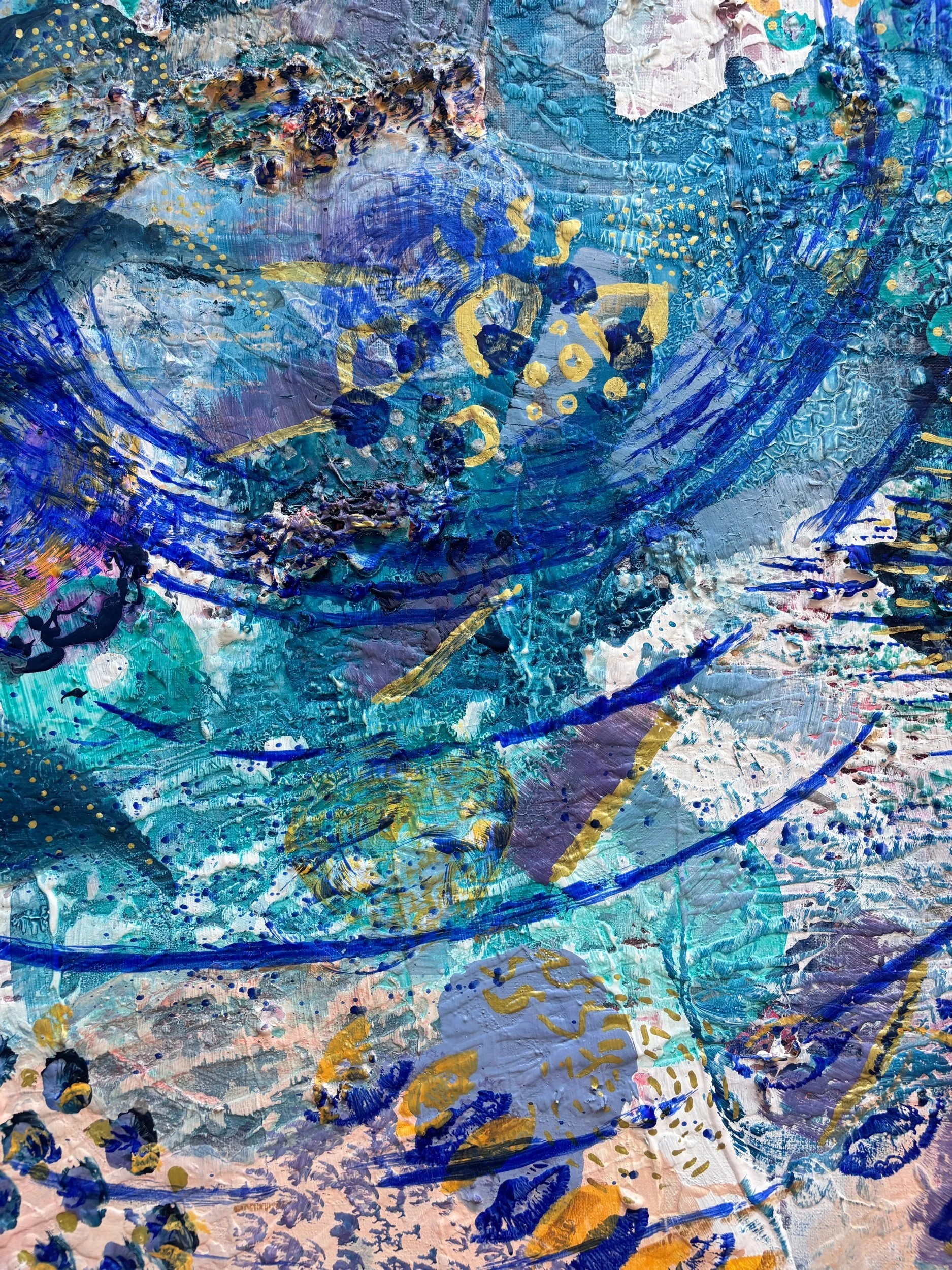 Horizon, acrylique et pigments sur toile, 100 x 80 cm, par Keren Schwarz