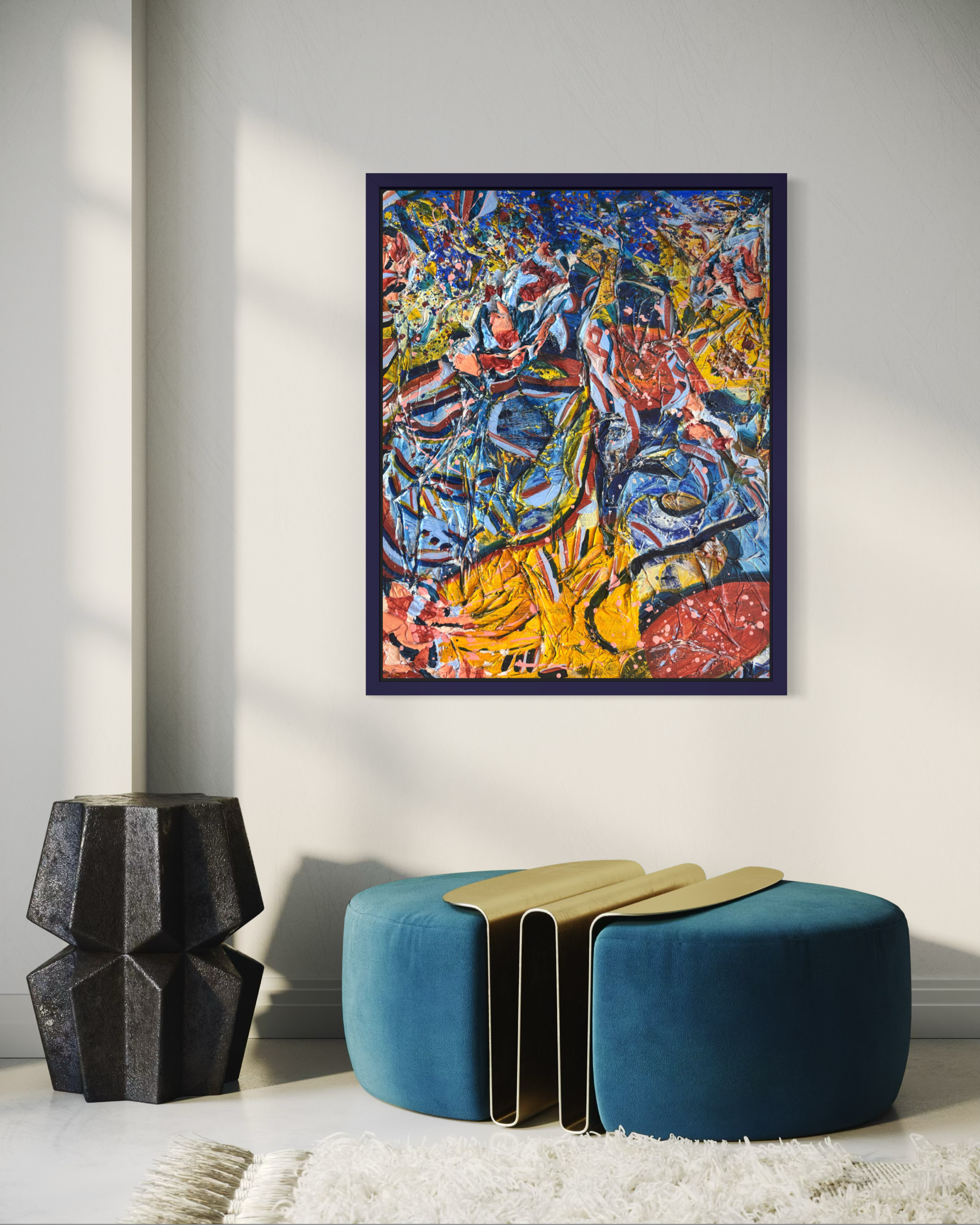 Alma, acrylique et pigments naturels sur toile, 100 x 80 cm, par Keren Schwarz