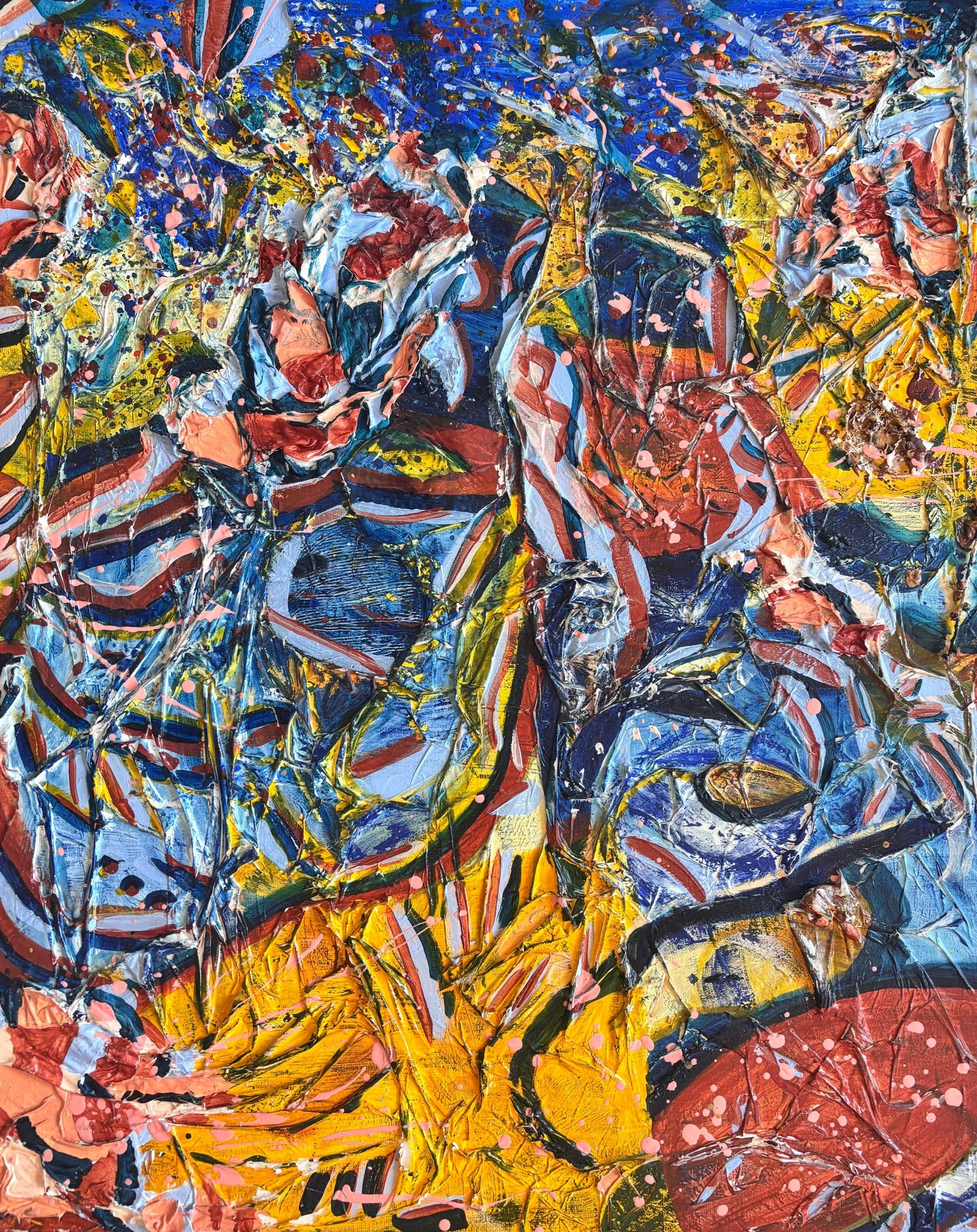 Alma, acrylique et matières sur toile, 100 x 80 cm, par Keren Schwarz
