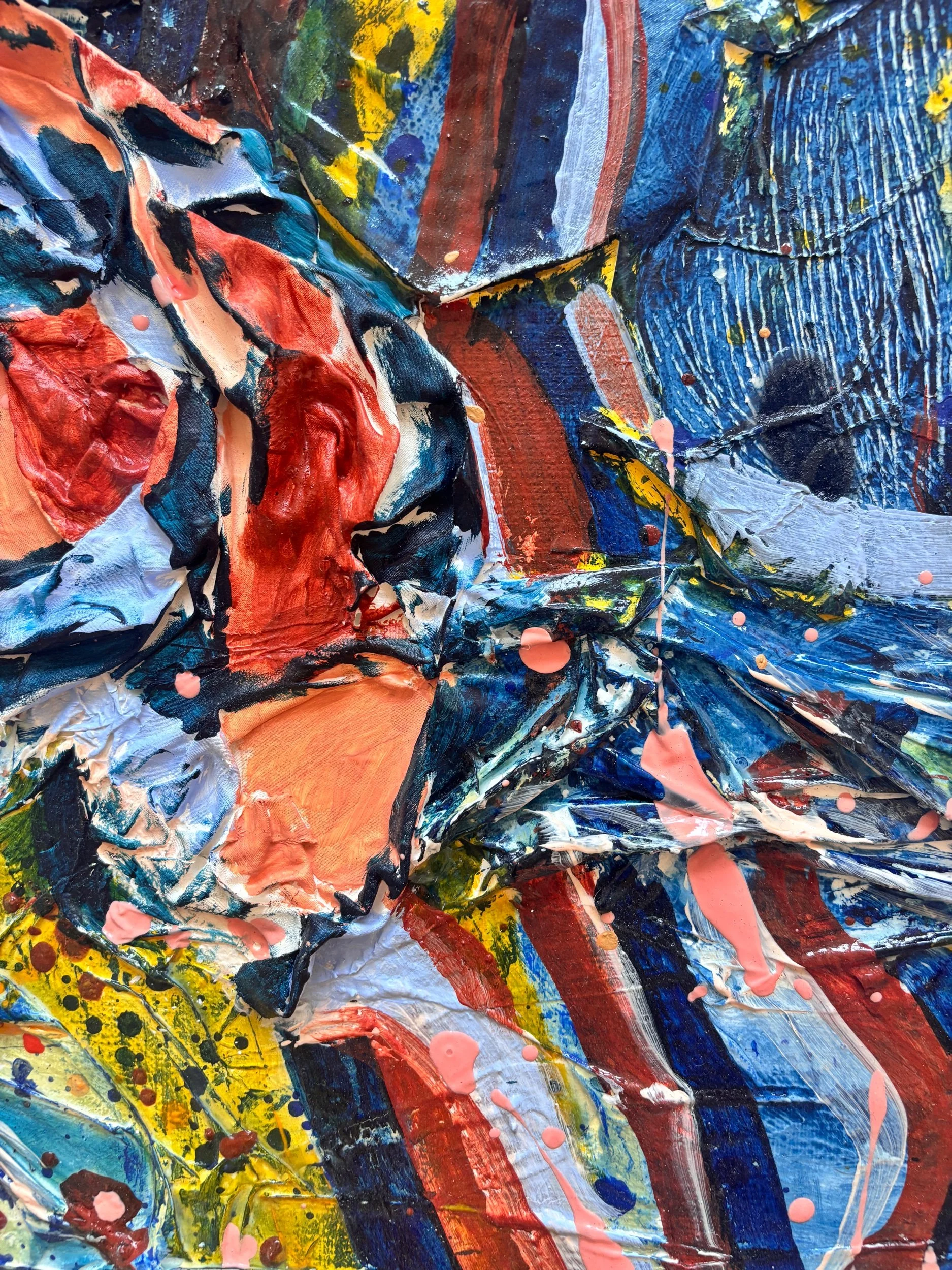Alma, acrylique et matières sur toile, 100 x 80 cm, par Keren Schwarz