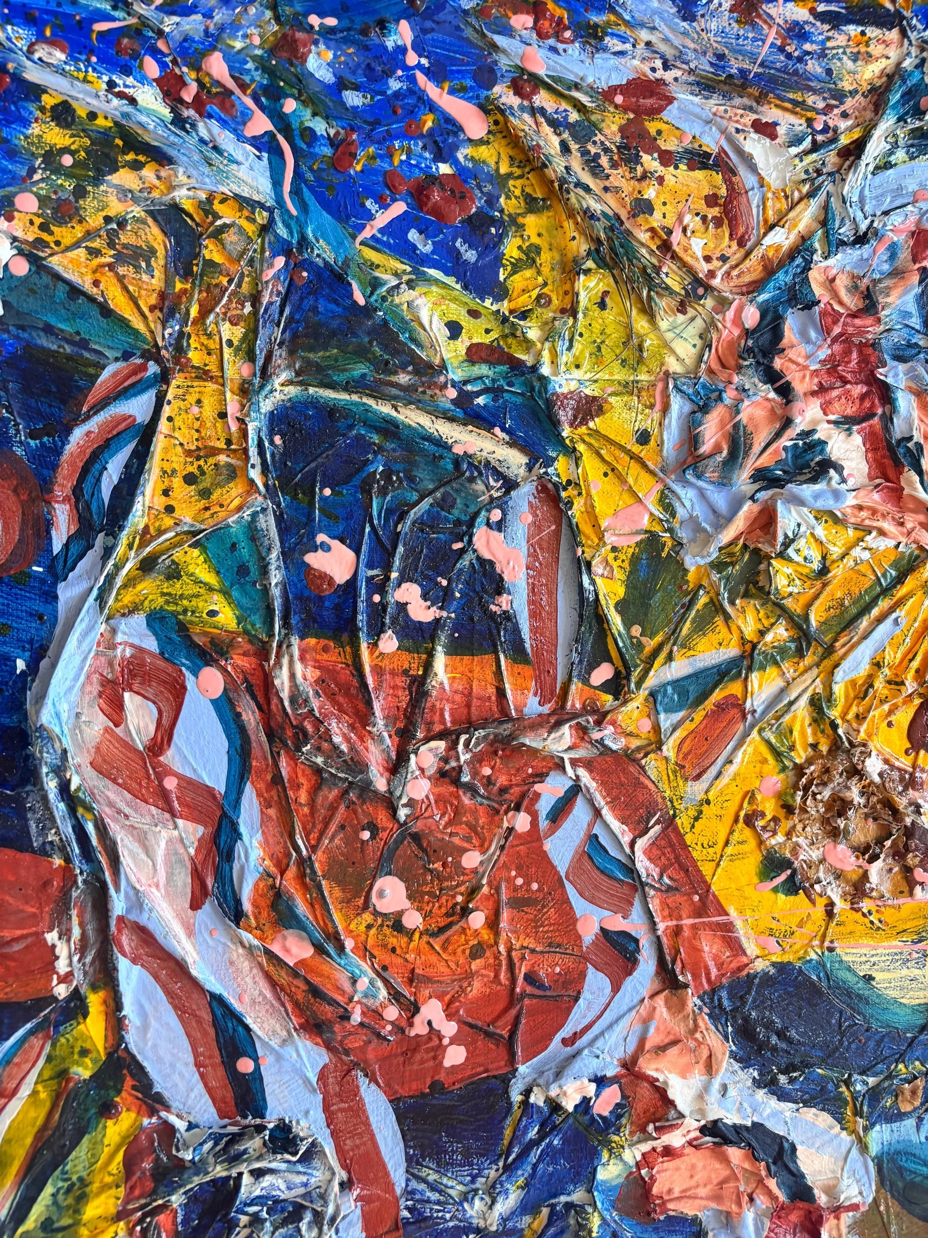 Alma, acrylique et matières sur toile, 100 x 80 cm, par Keren Schwarz