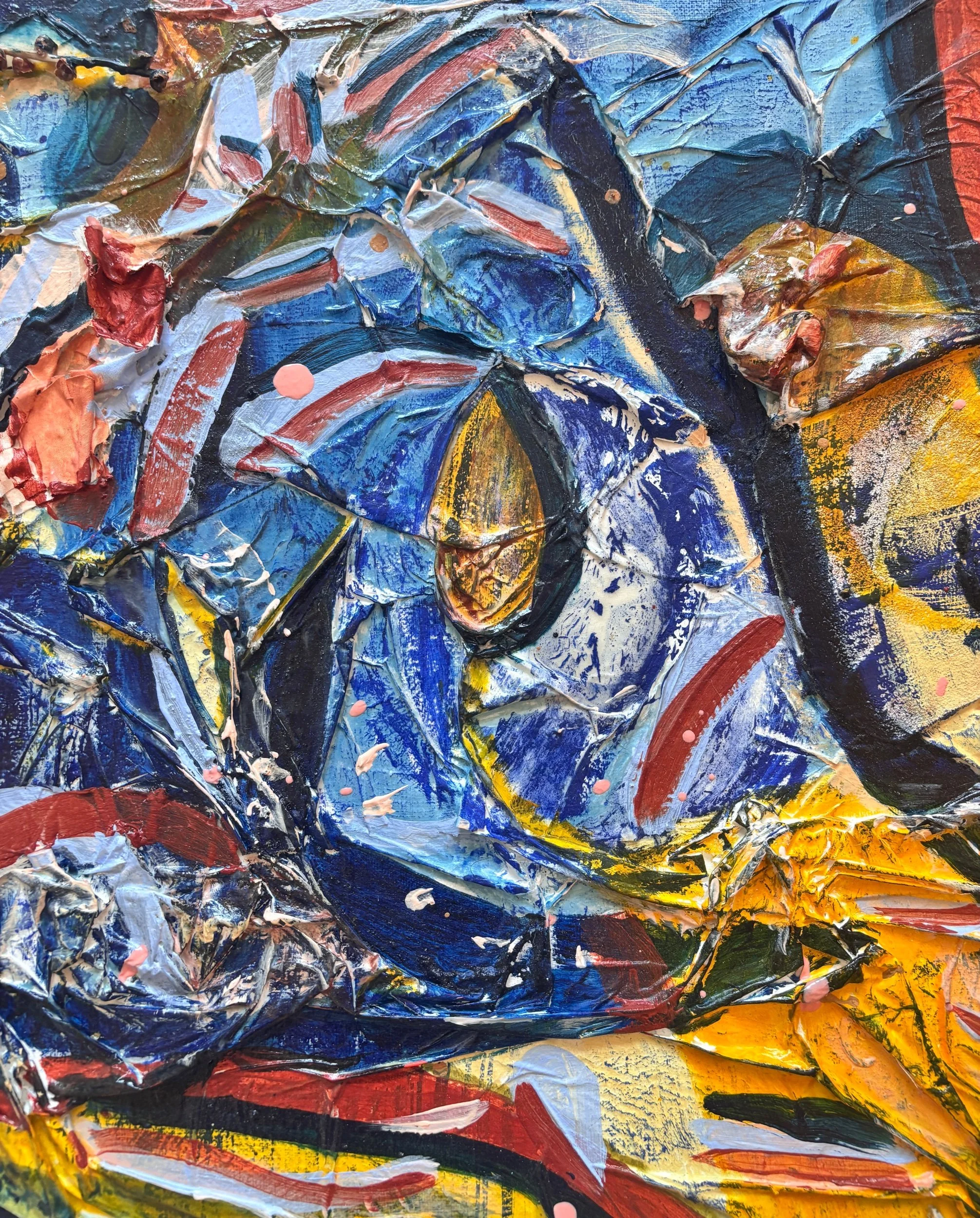 Alma, acrylique et matières sur toile, 100 x 80 cm, par Keren Schwarz