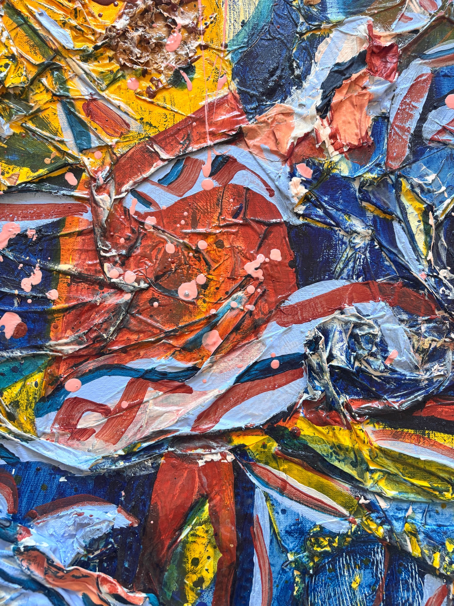 Alma, acrylique et matières sur toile, 100 x 80 cm, par Keren Schwarz