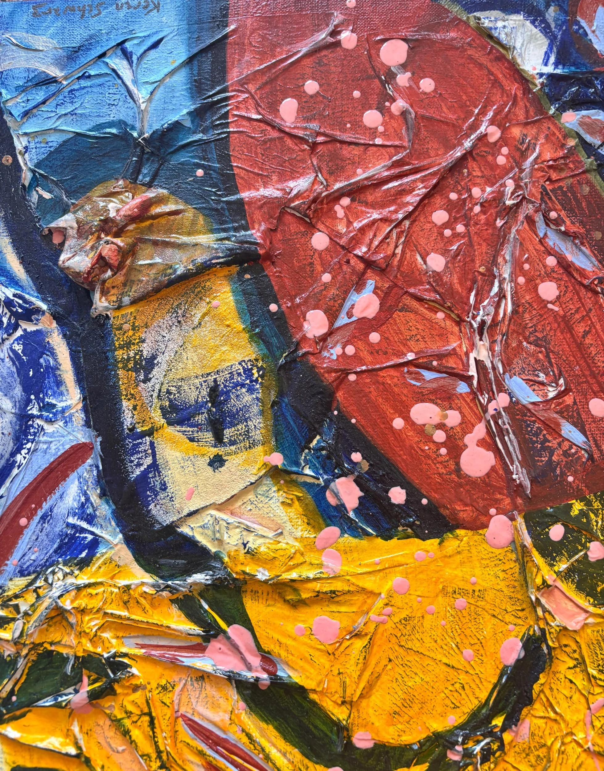 Alma, acrylique et matières sur toile, 100 x 80 cm, par Keren Schwarz