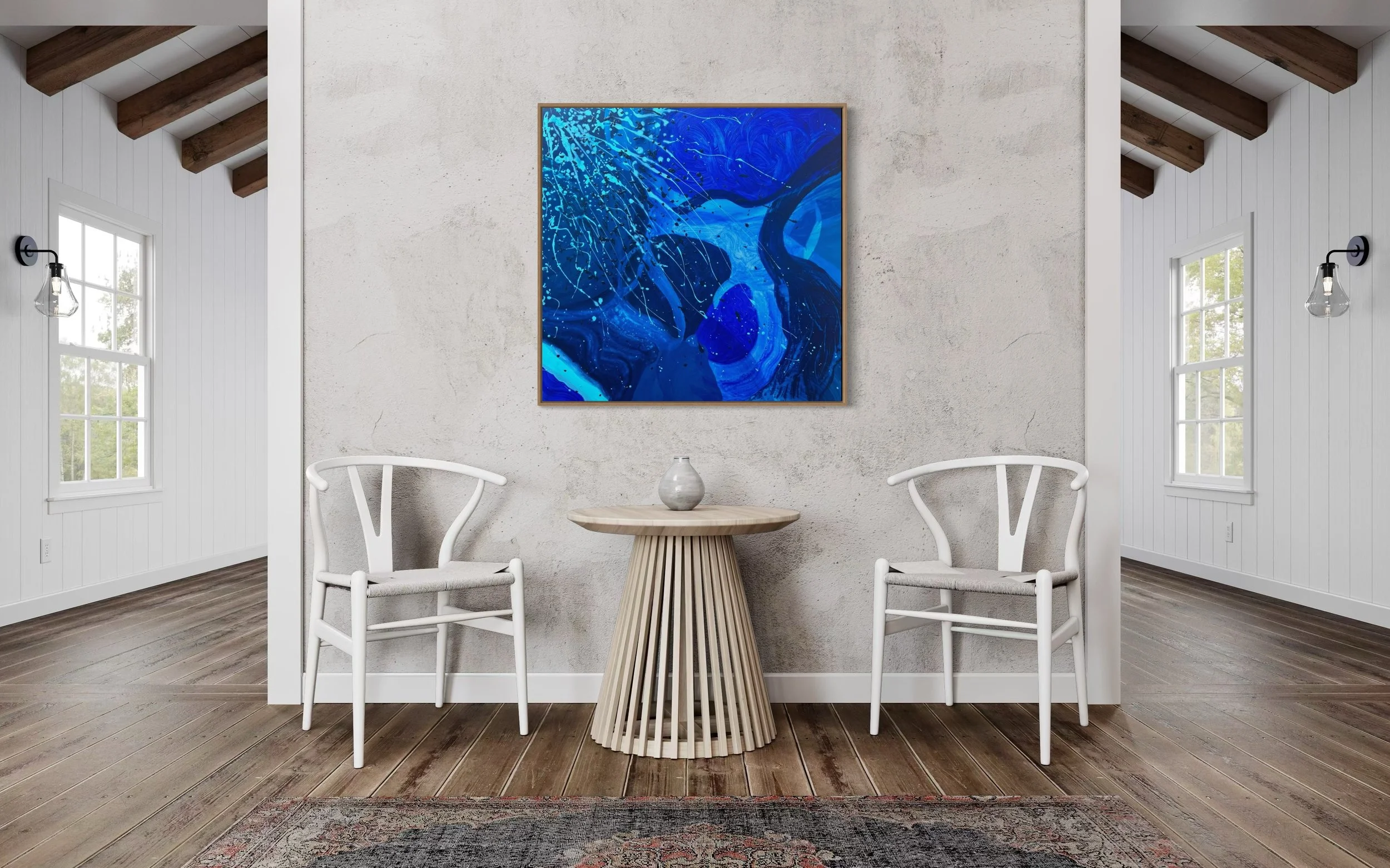 Bleu du voyage / 100 x 100 cm
