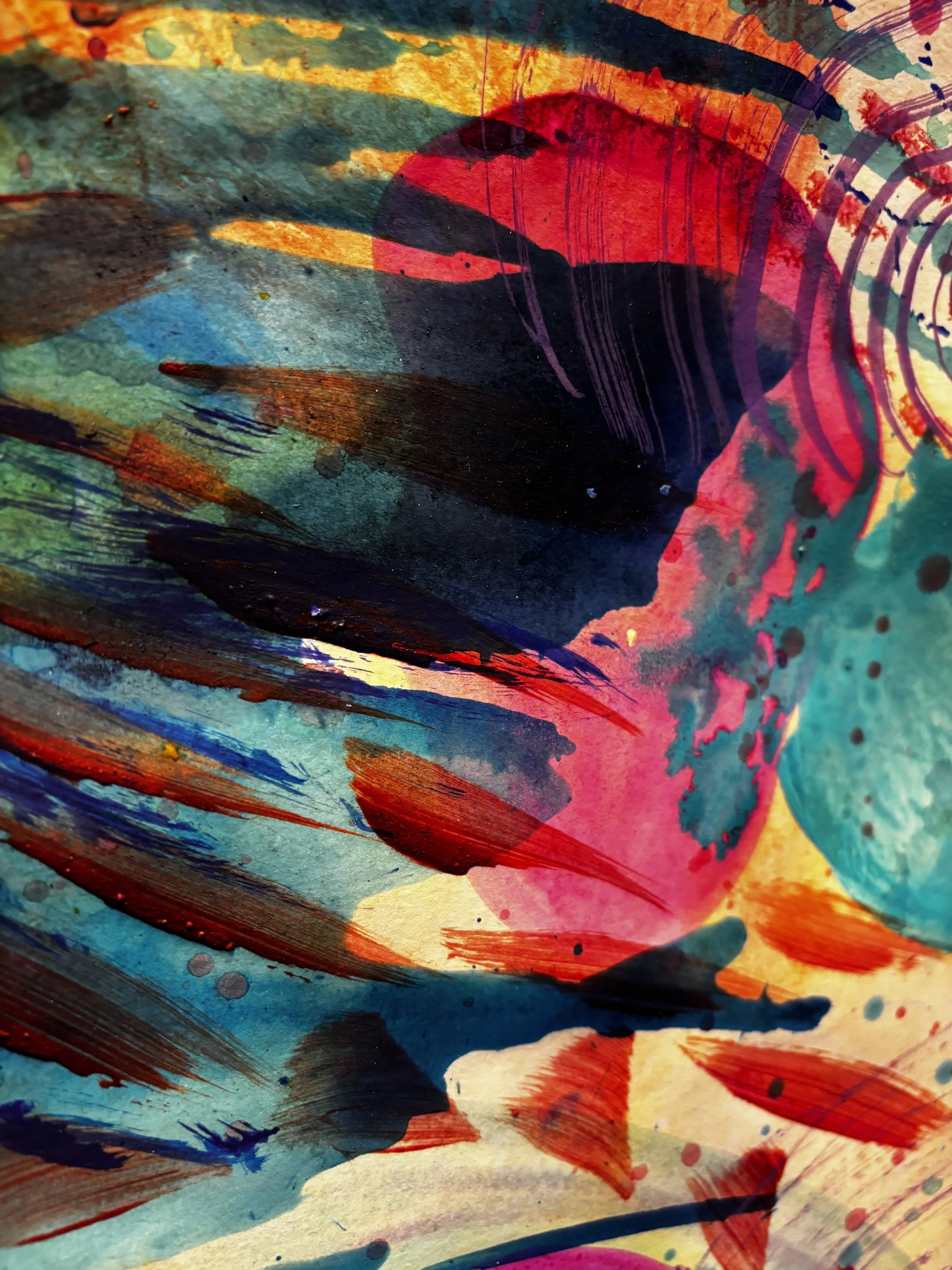 Eclore, acrylique, pigments et marqueur sur papier, 41.7 x 59 cm, par Keren Schwarz