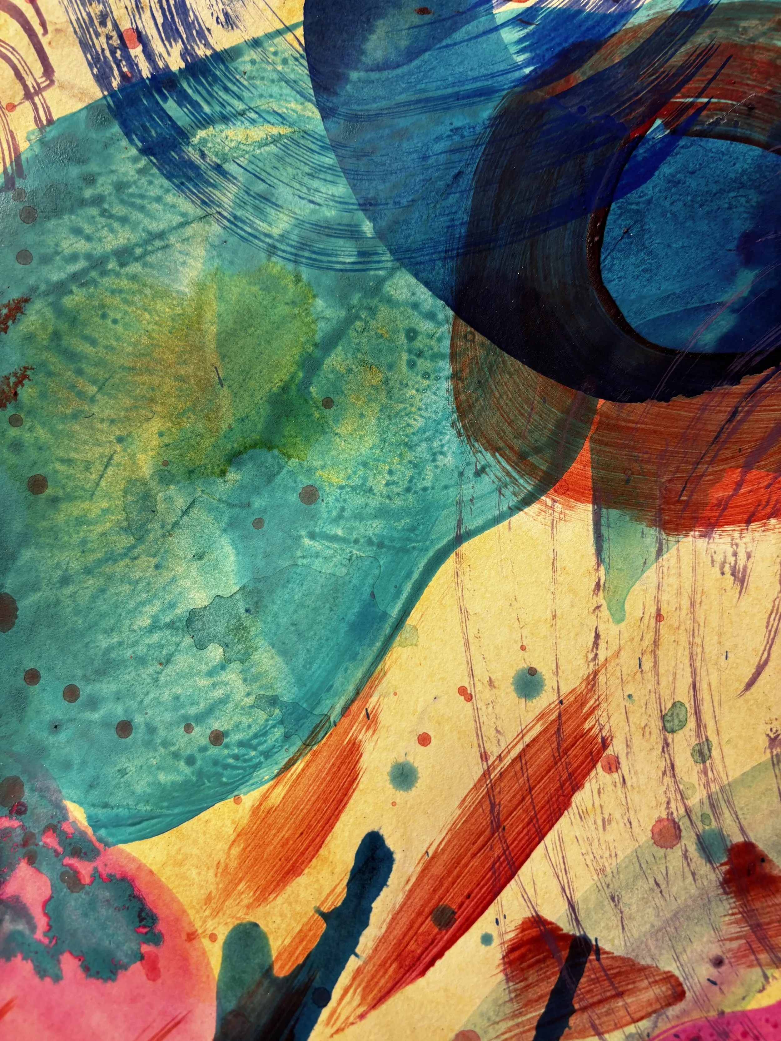 Eclore, acrylique, pigments et marqueur sur papier, 41.7 x 59 cm, par Keren Schwarz