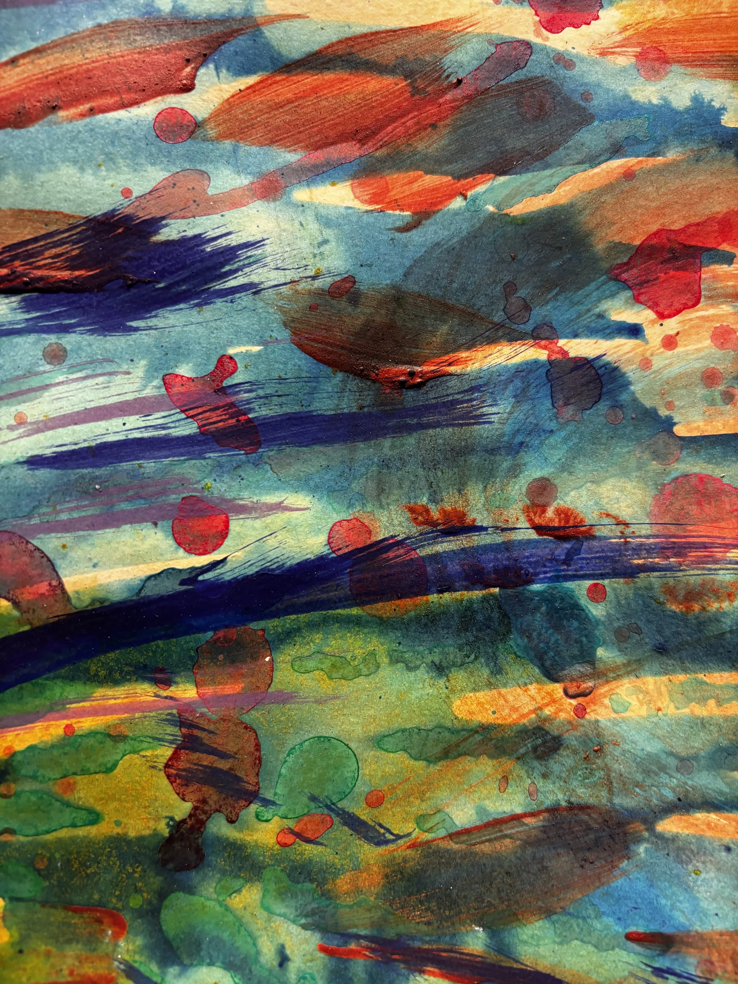 Eclore, acrylique, pigments et marqueur sur papier, 41.7 x 59 cm, par Keren Schwarz
