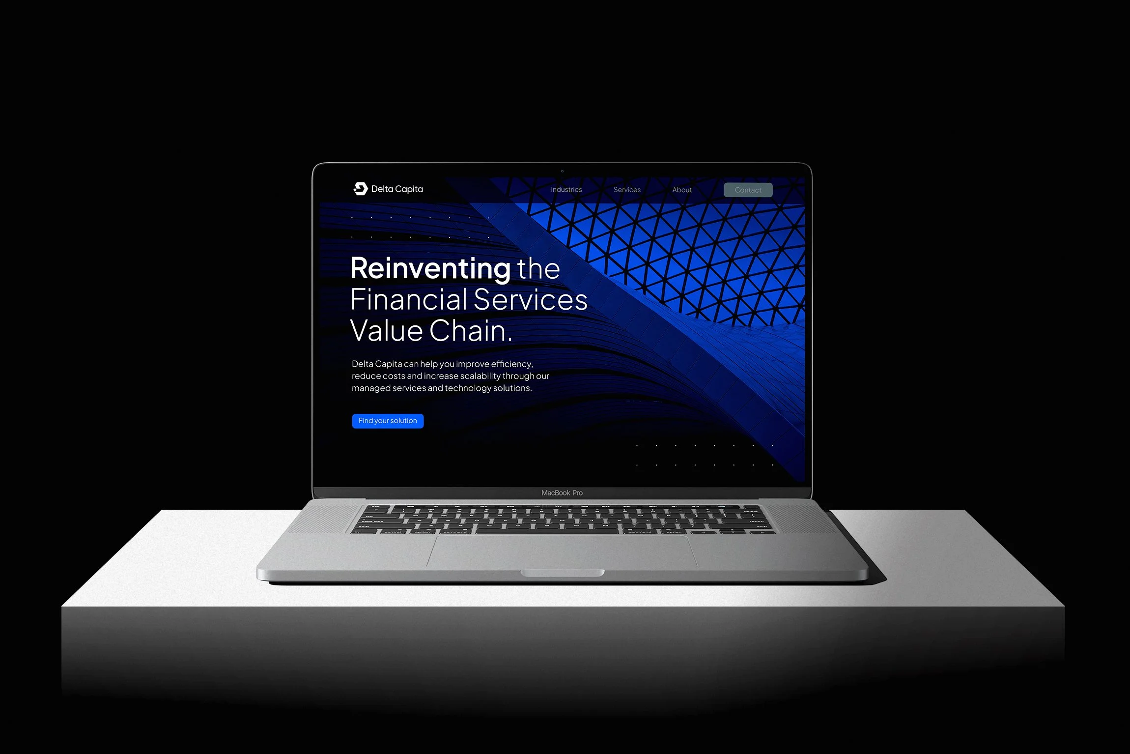 Financial services website homepage displayed on a desktop computer