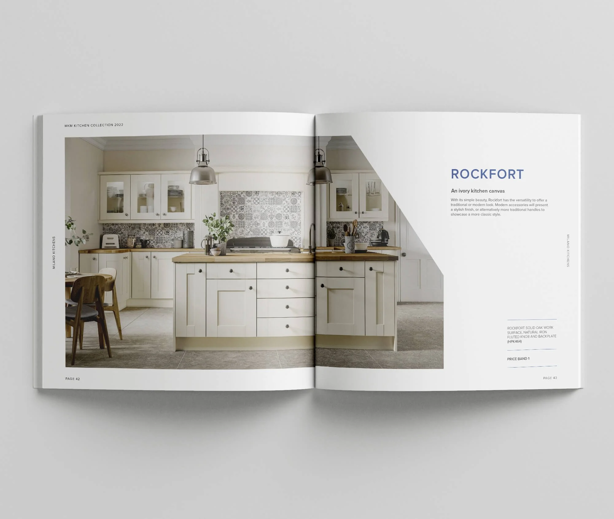MKM kitchens brochure showing the new brand identity and visual design