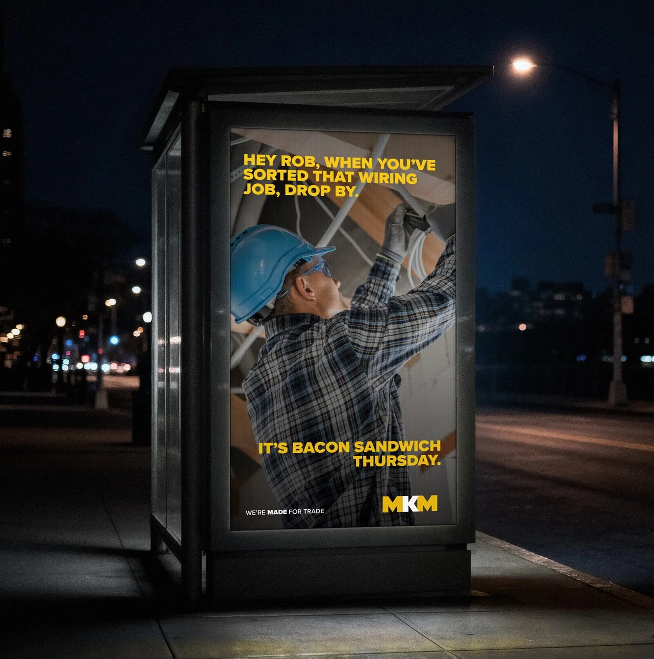 MKM Made for Trade “Bacon Sandwich Thursday” bus stop advertising poster