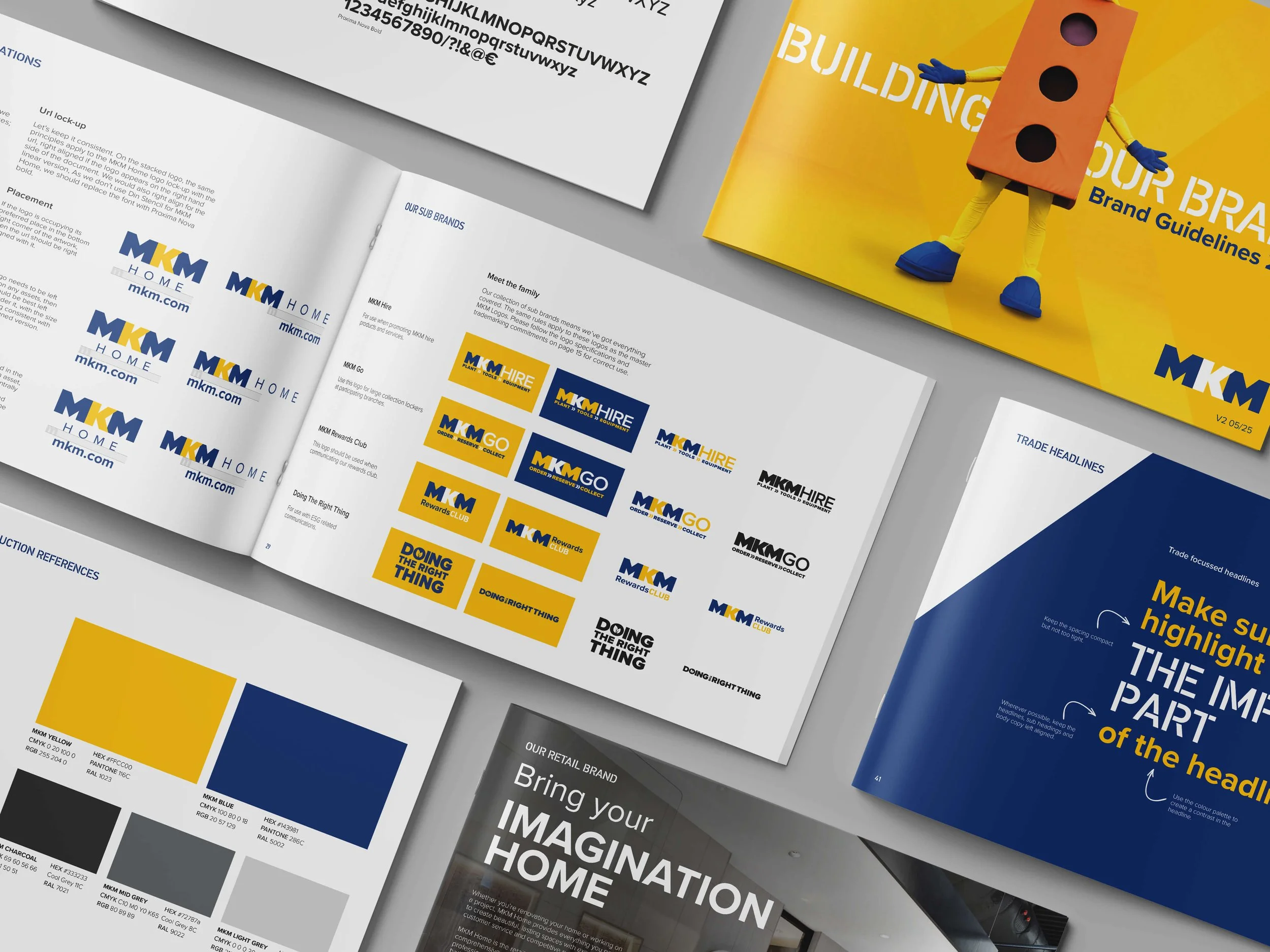 MKM brand guidelines showing the new visual identity and design system
