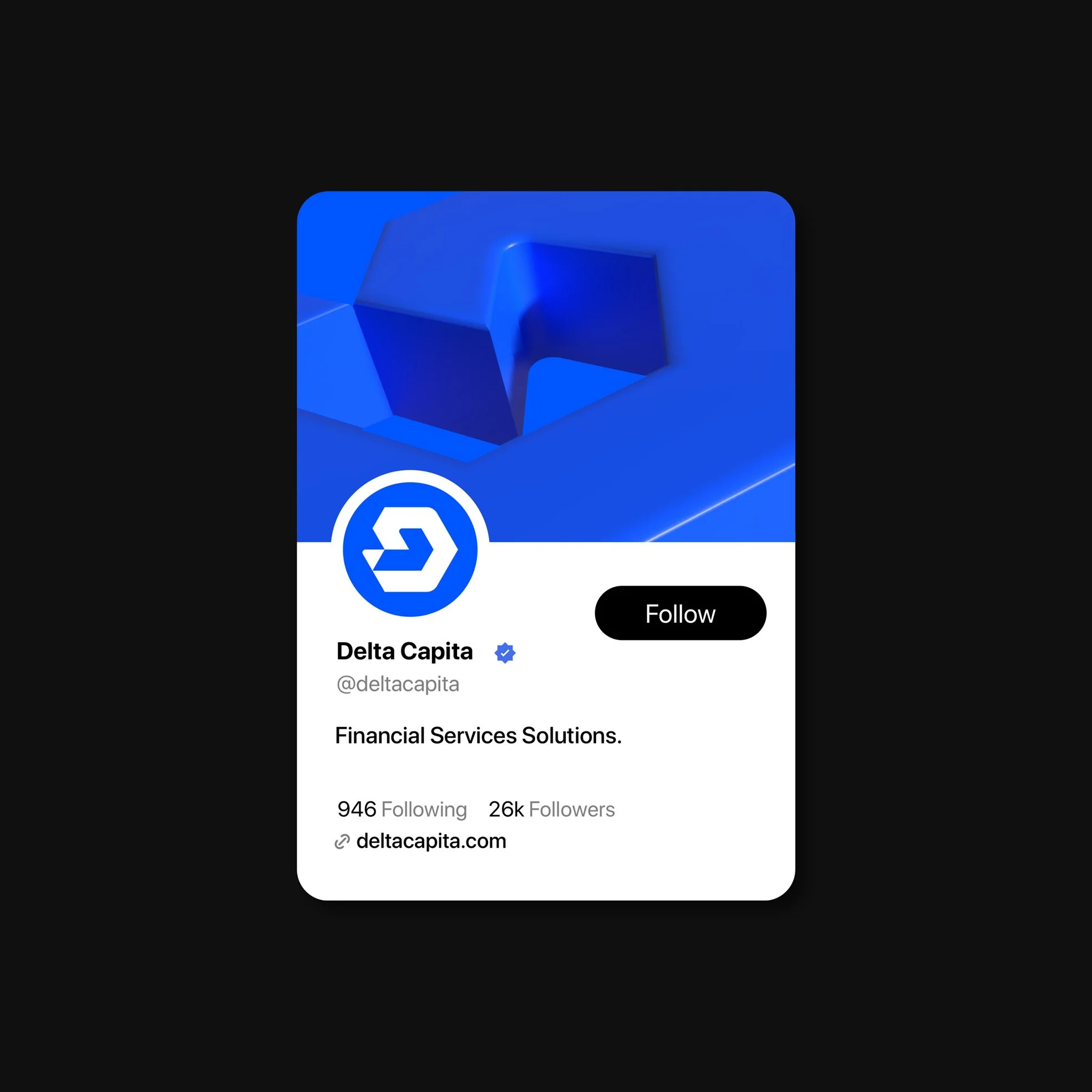 Financial services brand identity applied to a social media profile