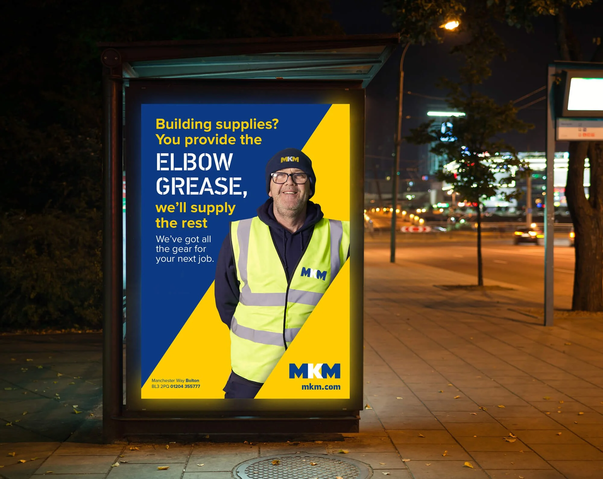 MKM Elbow Grease advertising campaign displayed on a bus stop