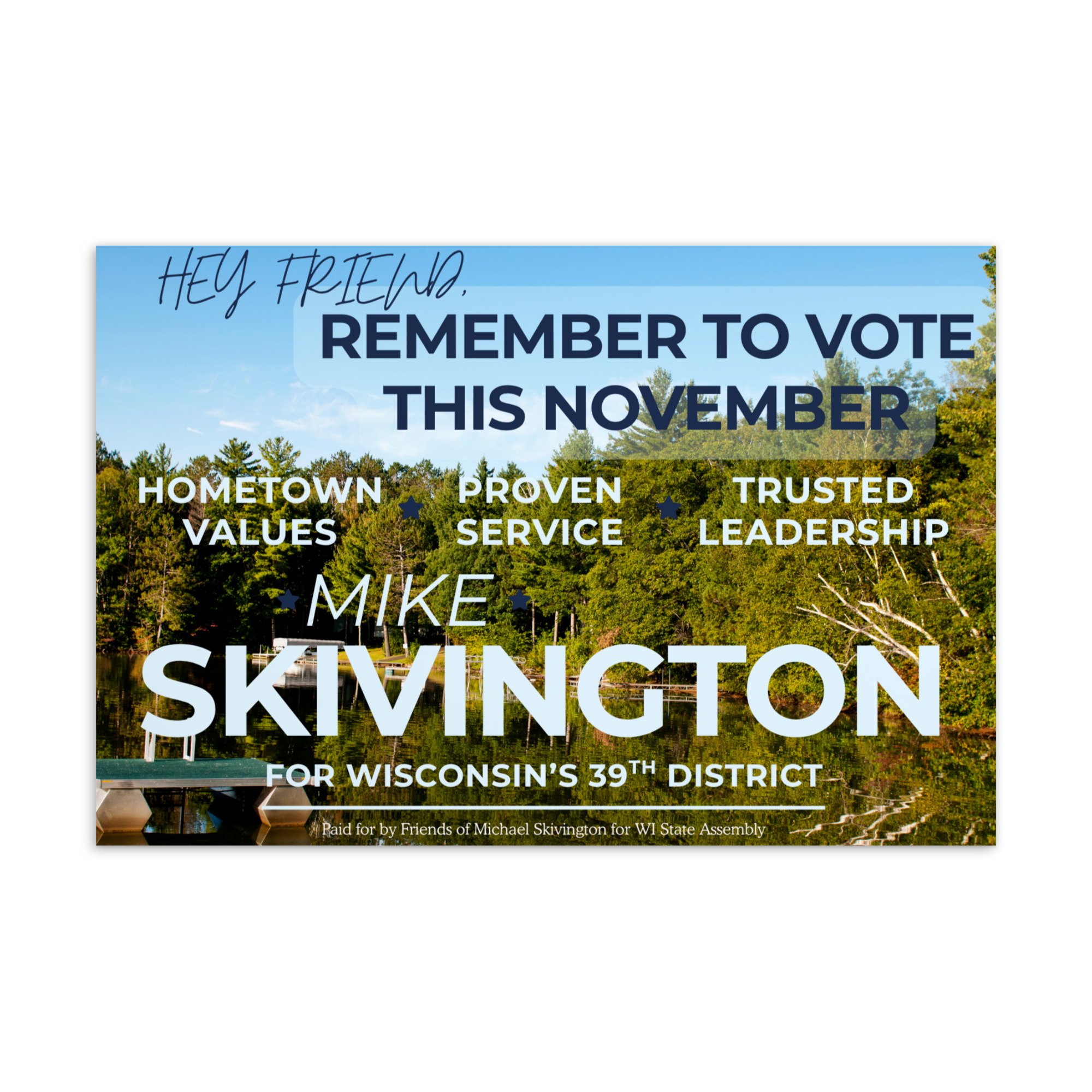 Mail to your friends! Remember to Vote Postcard - Lake