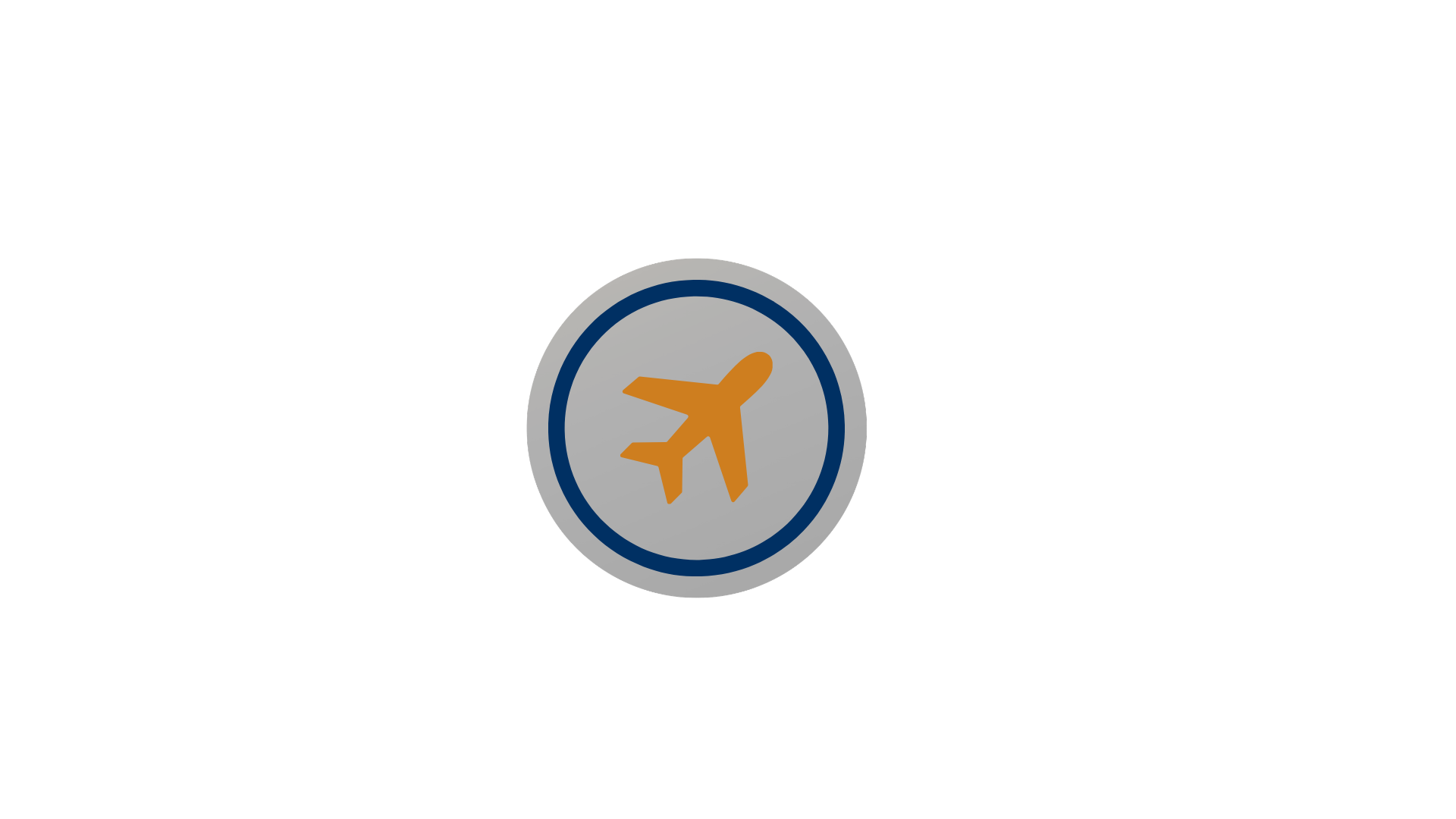 Graphic of a badge with a yellow airplane icon in the center.