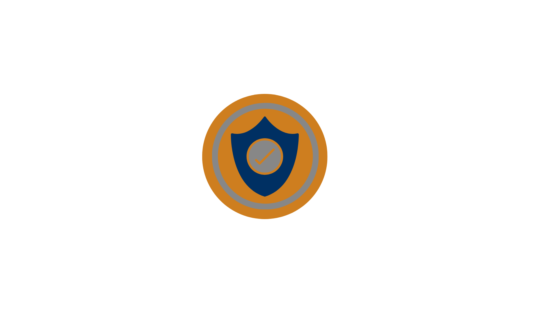 Graphic with a shield and checkmark symbol, surrounded by circular borders, indicating security or protection.