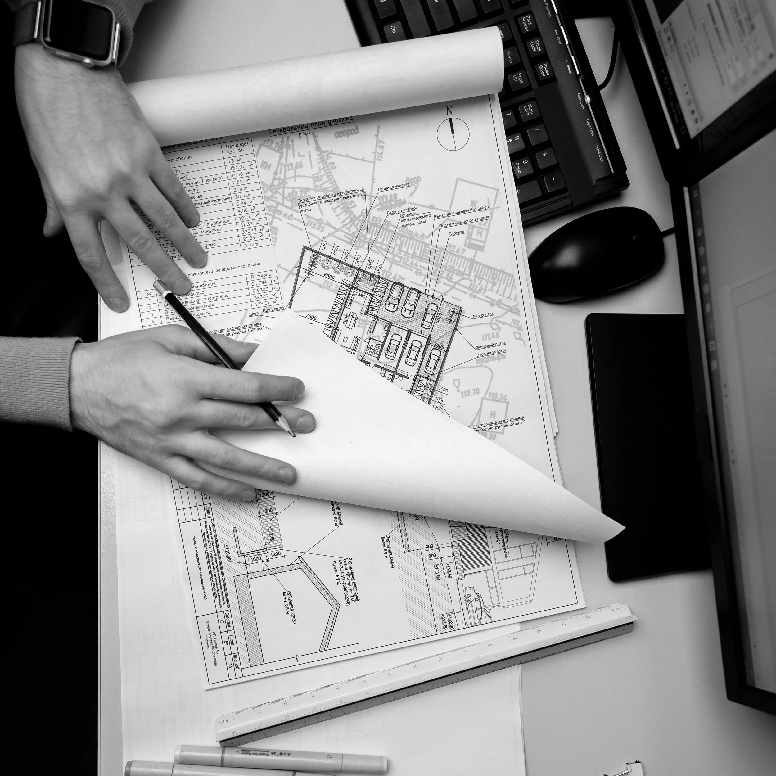 Une feuille de plan d'architecture permettant de compléter une demande d'autorisation d'urbanisme.