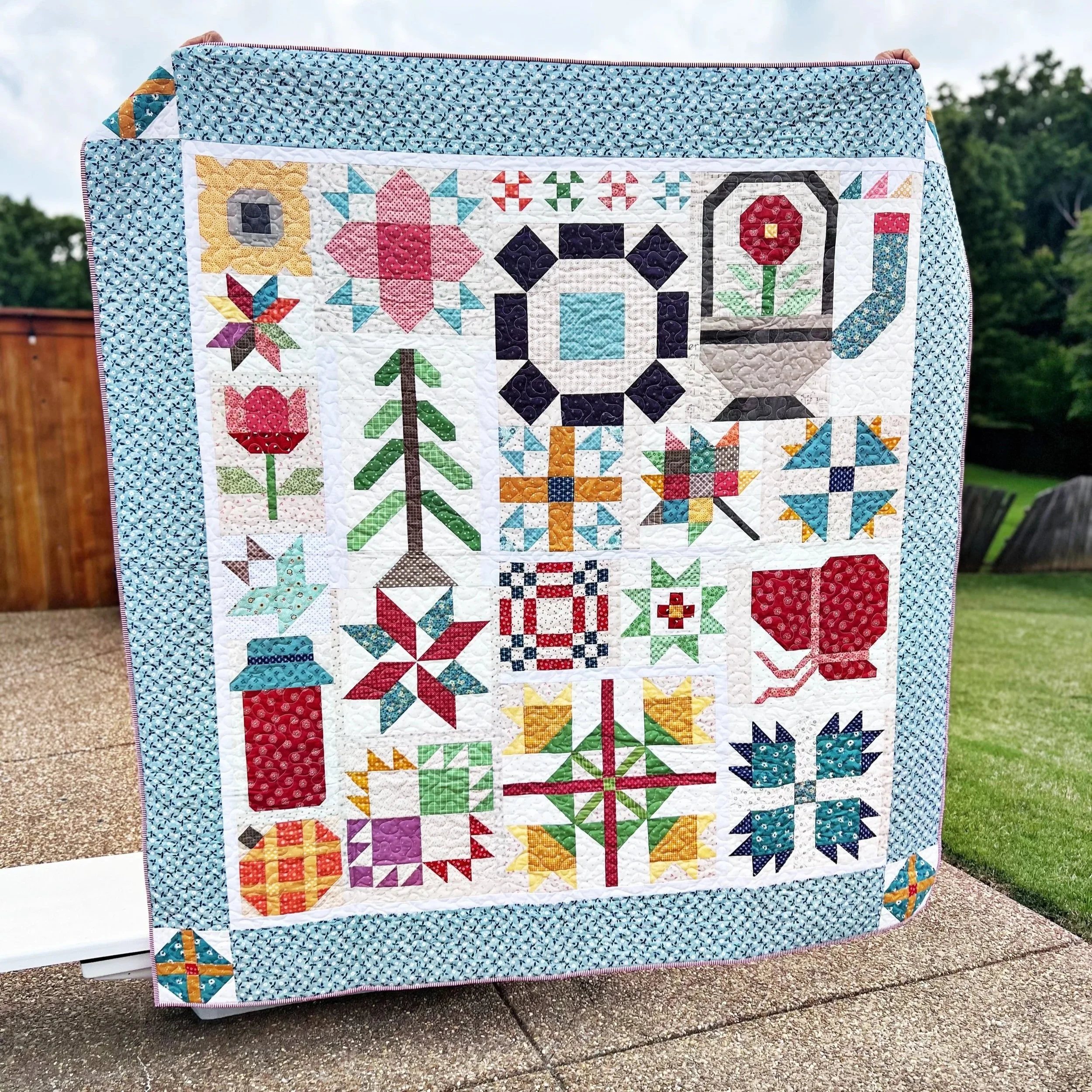 Prairie Home Sampler Quilt, May 2026,
fabric: Lori Holt (and other scraps),
pattern: Lori Holt with Its Sew Emma