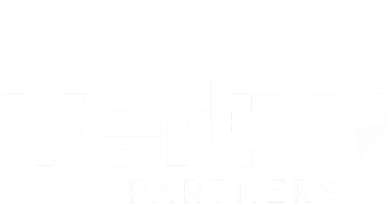 Vertex Partners logo in black and white.