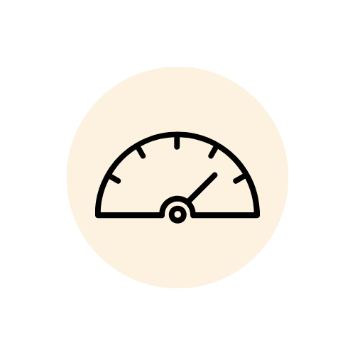 Simple gauge or speedometer icon with a needle pointing to the upper right.