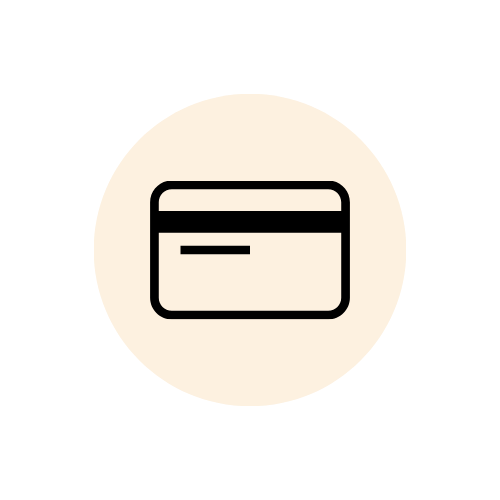 Icon of a credit card inside a circular background.