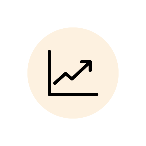 Icon of a rising line graph with an arrow pointing upward, representing growth or an increase in data.