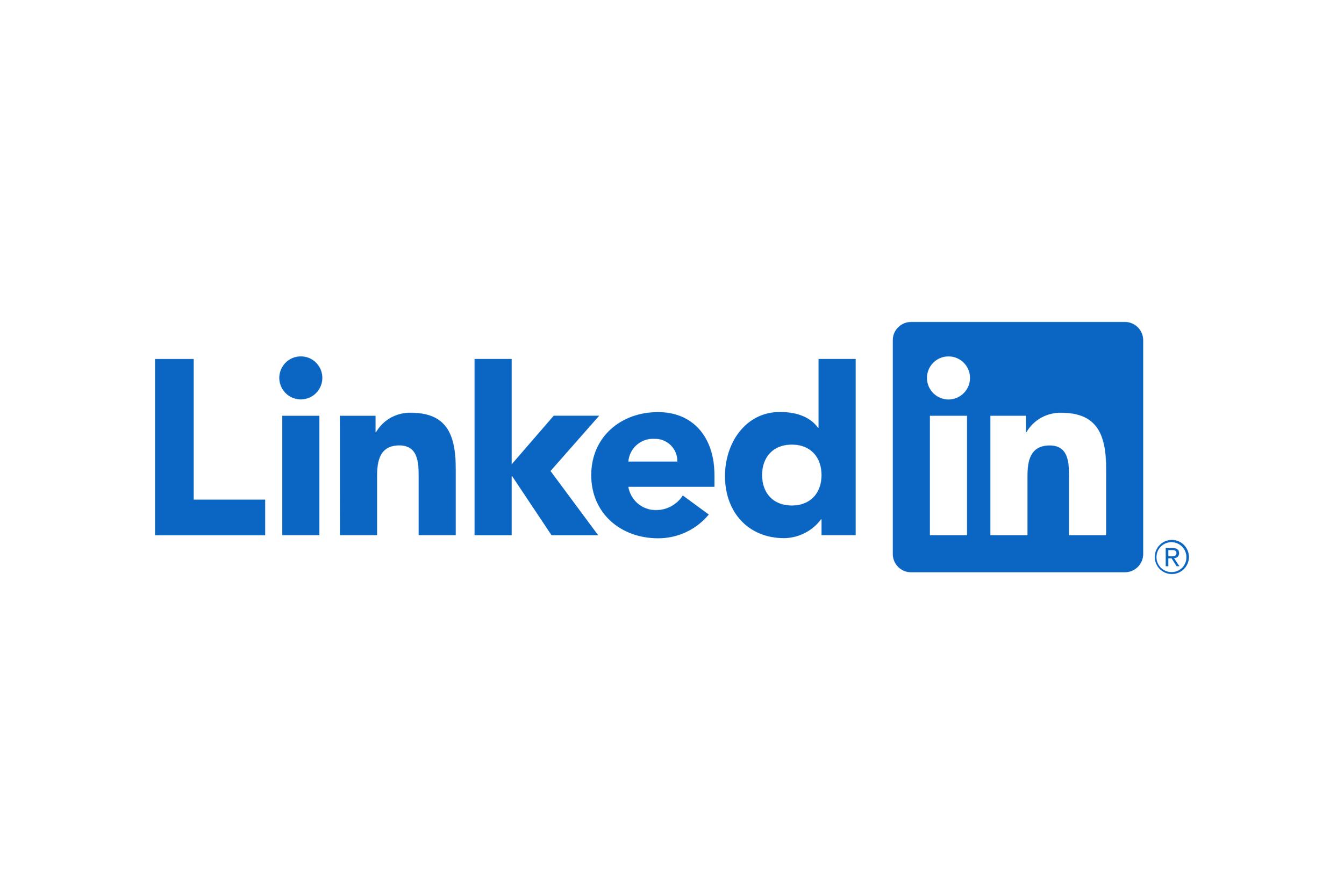 LinkedIn logo with blue and black text on a transparent background.
