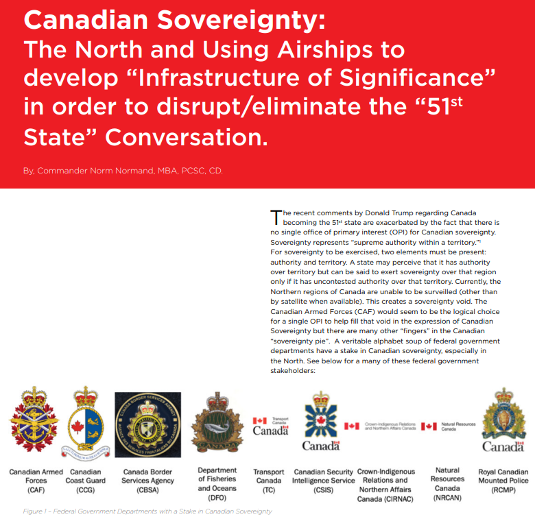 Canadian Sovereignty: The North and Using Airships to develop "Infrastructure of Significance"