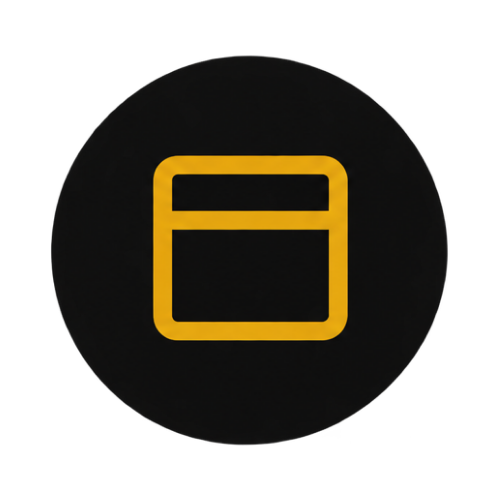 Yellow bank card icon on a black background.