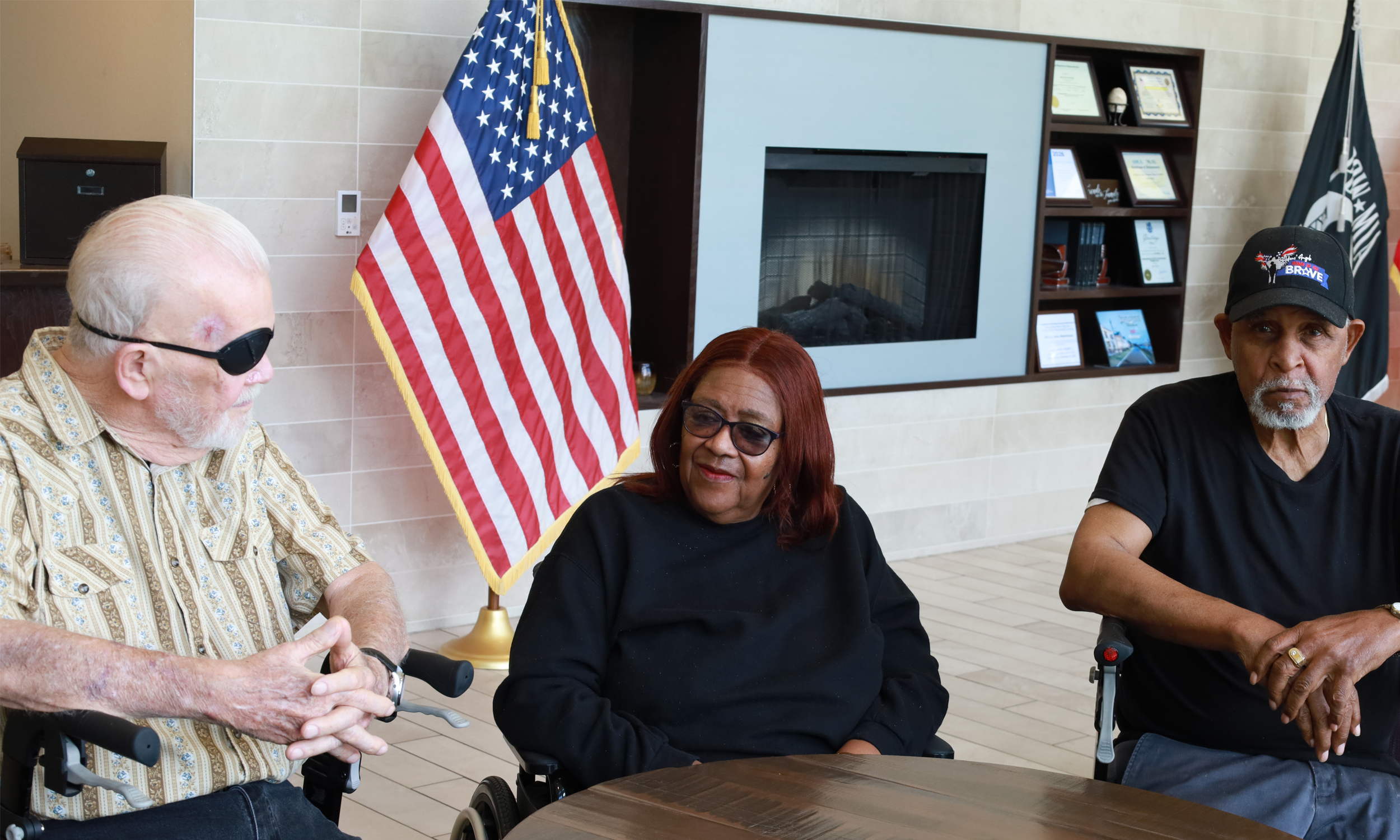 Residents in our Arkansas State Veterans Home chatting together.