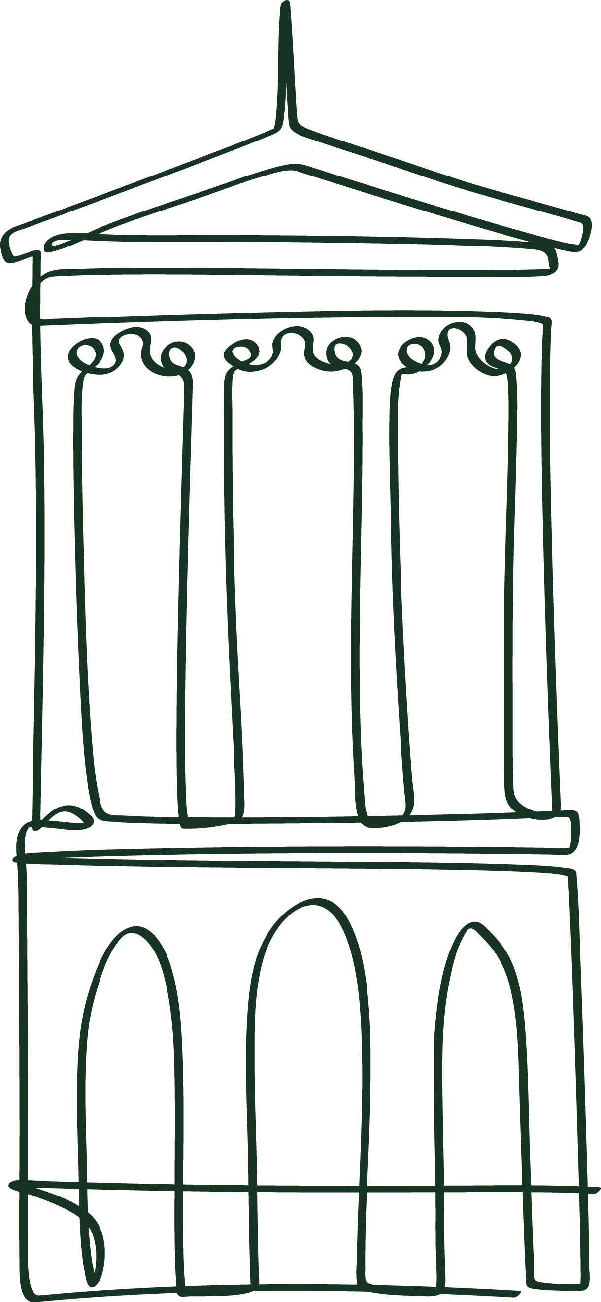 Line drawing of Society Restaurant’s historic building at 6–8 Waterloo Place, Edinburgh