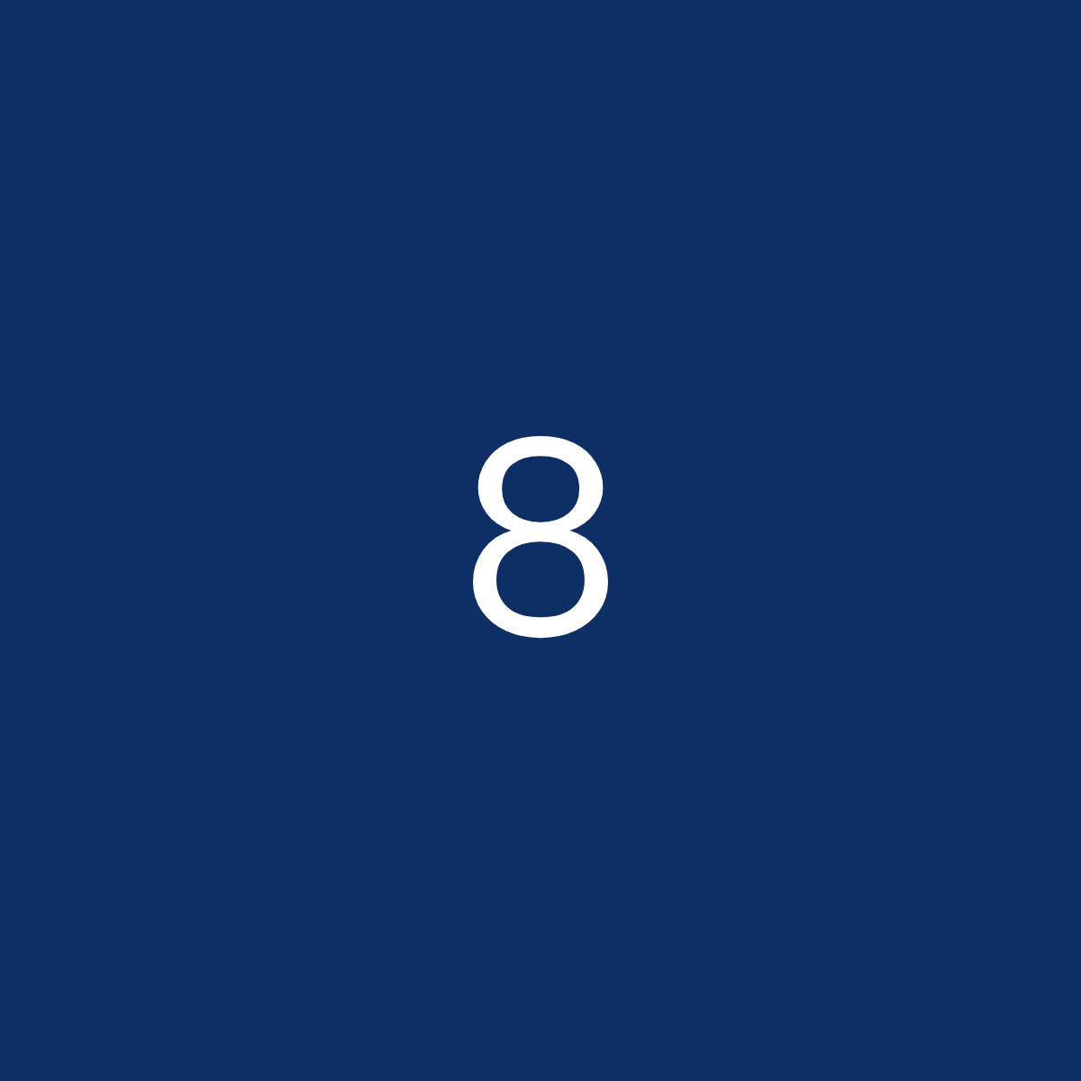 Schermata blu con il numero 8 bianco al centro.