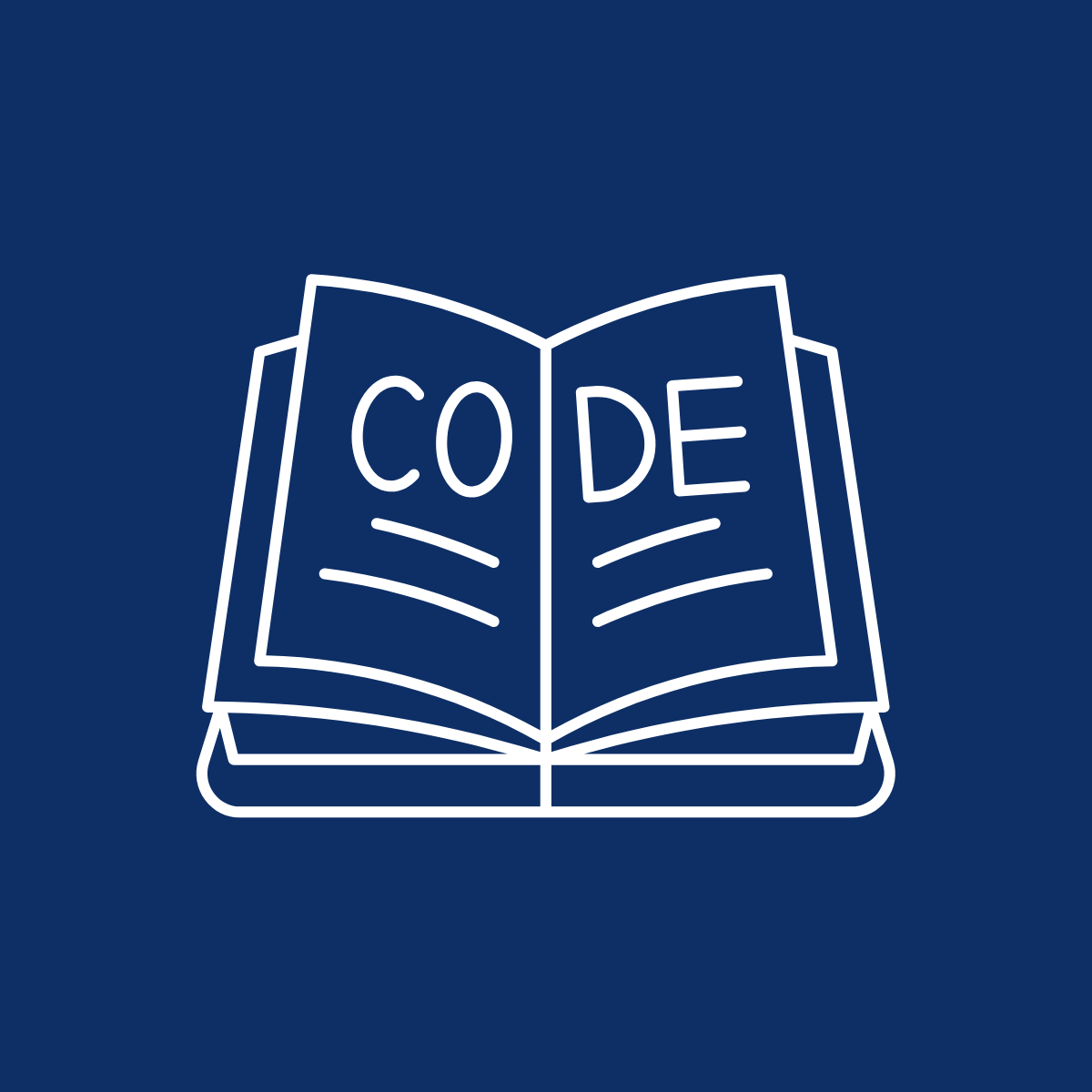 Icona di un libro aperto con la parola 'CODE' scritta sulle pagine.