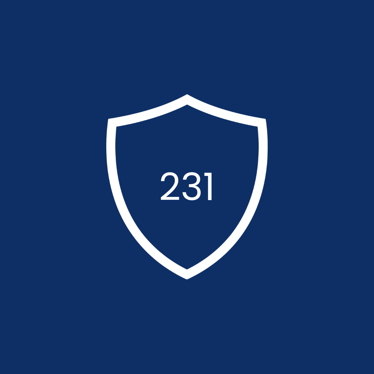 Scudo blu con il numero 231 al centro.