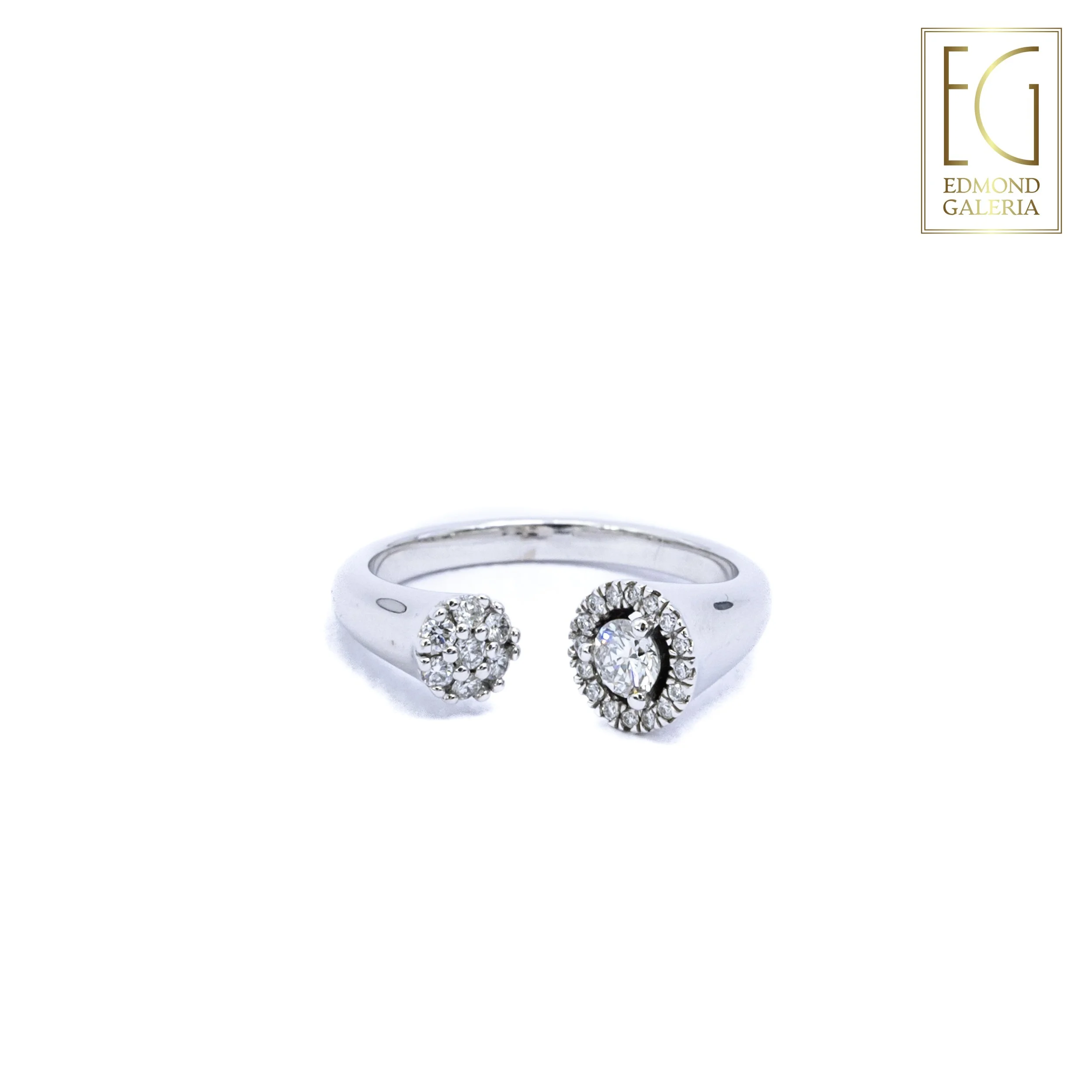 Inel din aur alb, decorat cu diamante, atelier francez