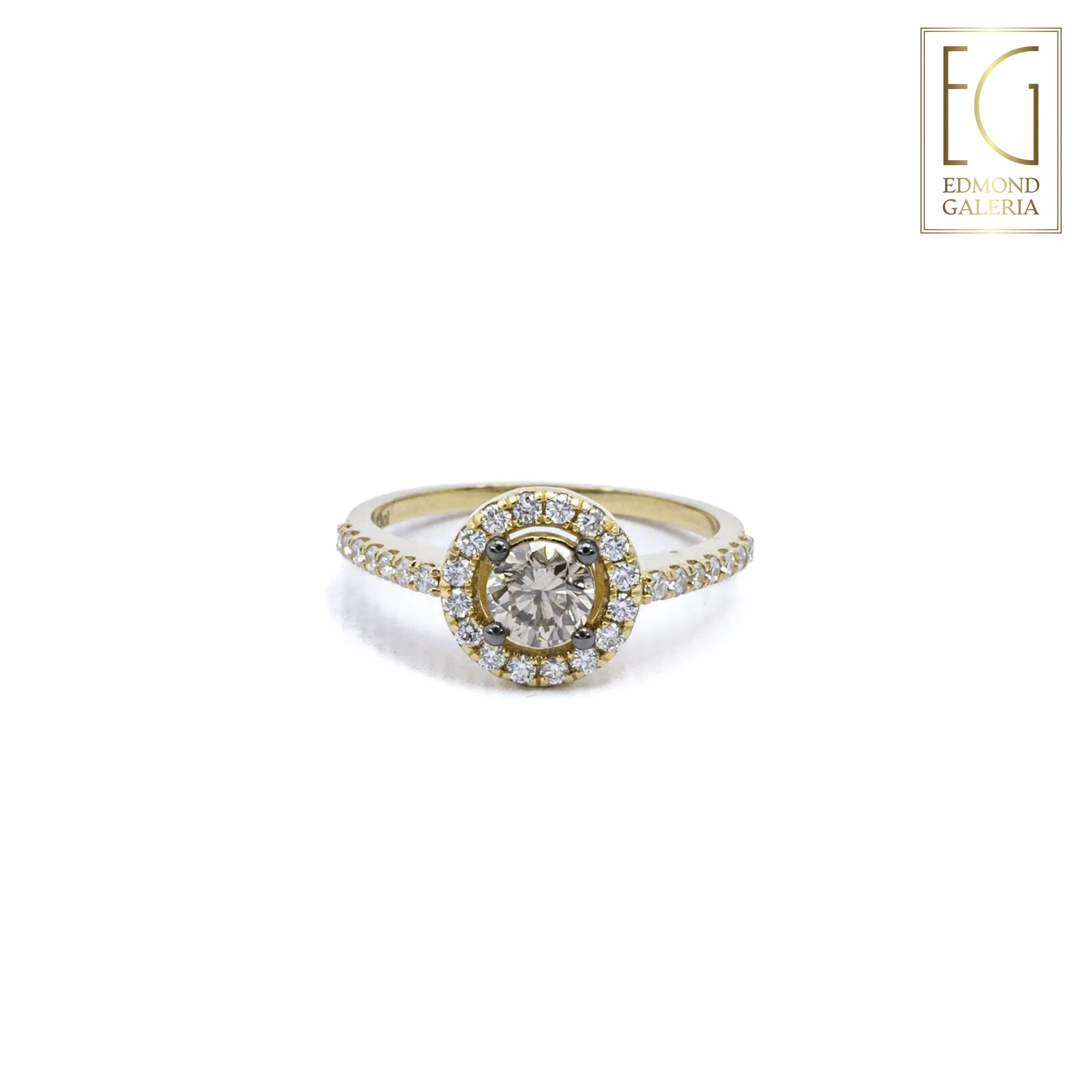 Inel din aur, decorat cu diamant fancy brown și diamante briliante